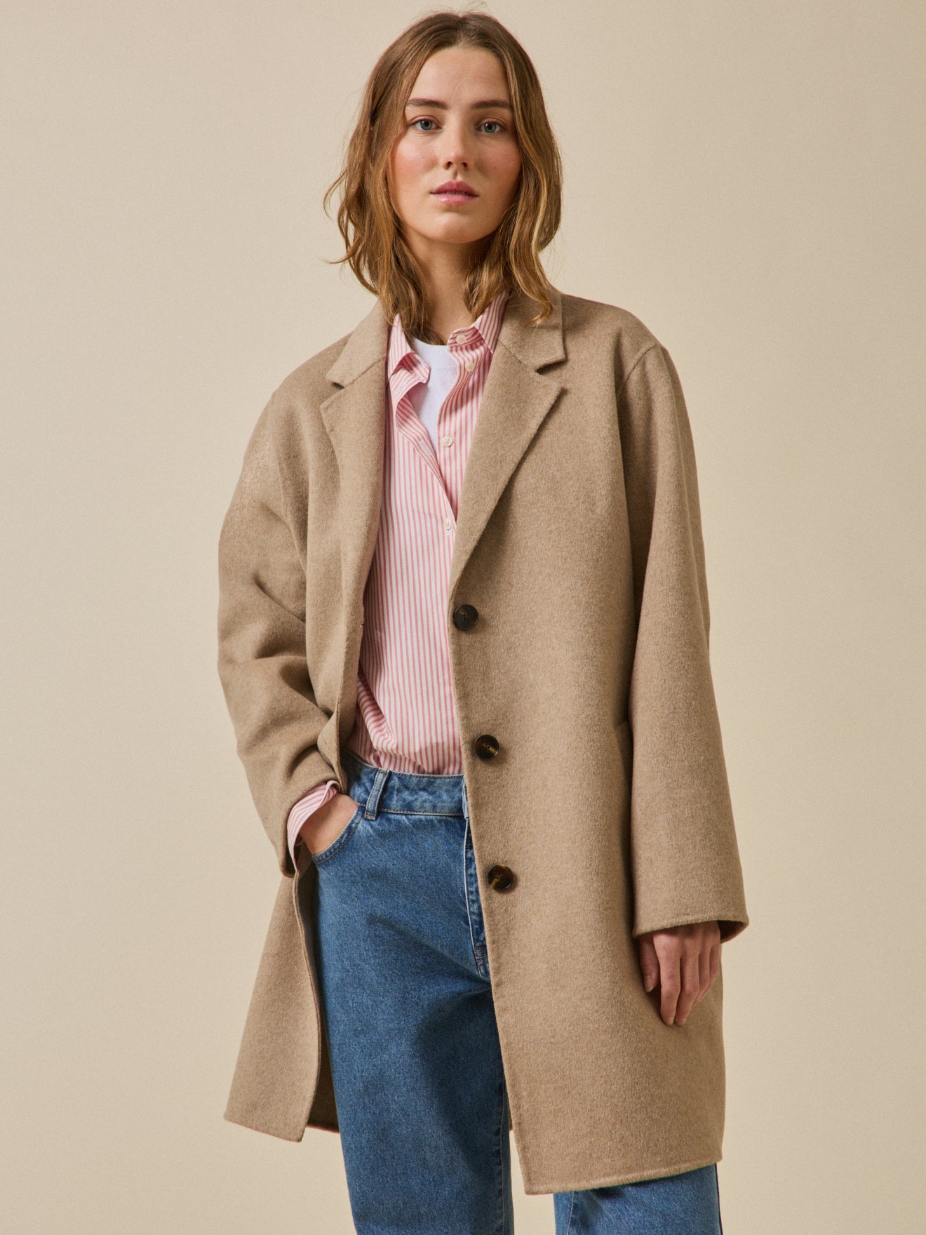 Manteau lainage double face femme