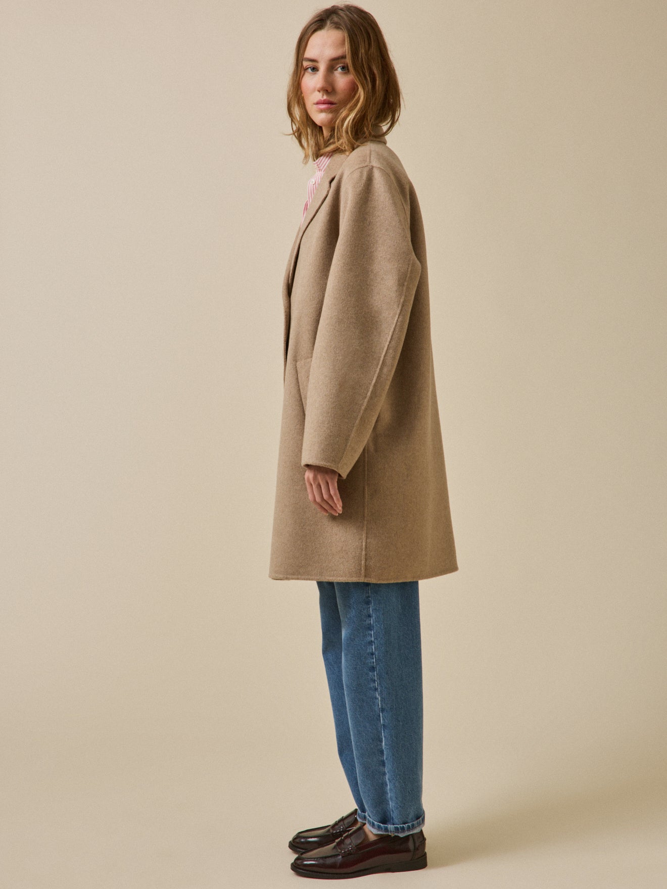 Manteau lainage double face femme