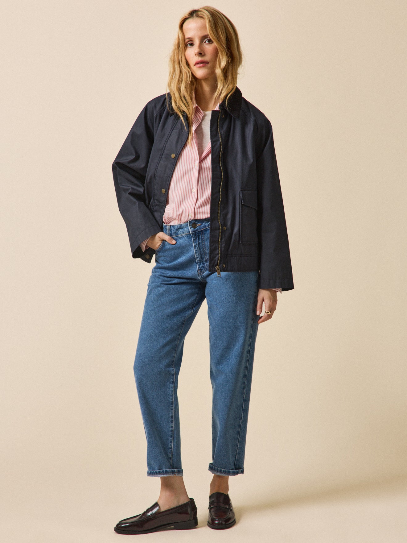 Veste coton enduit femme