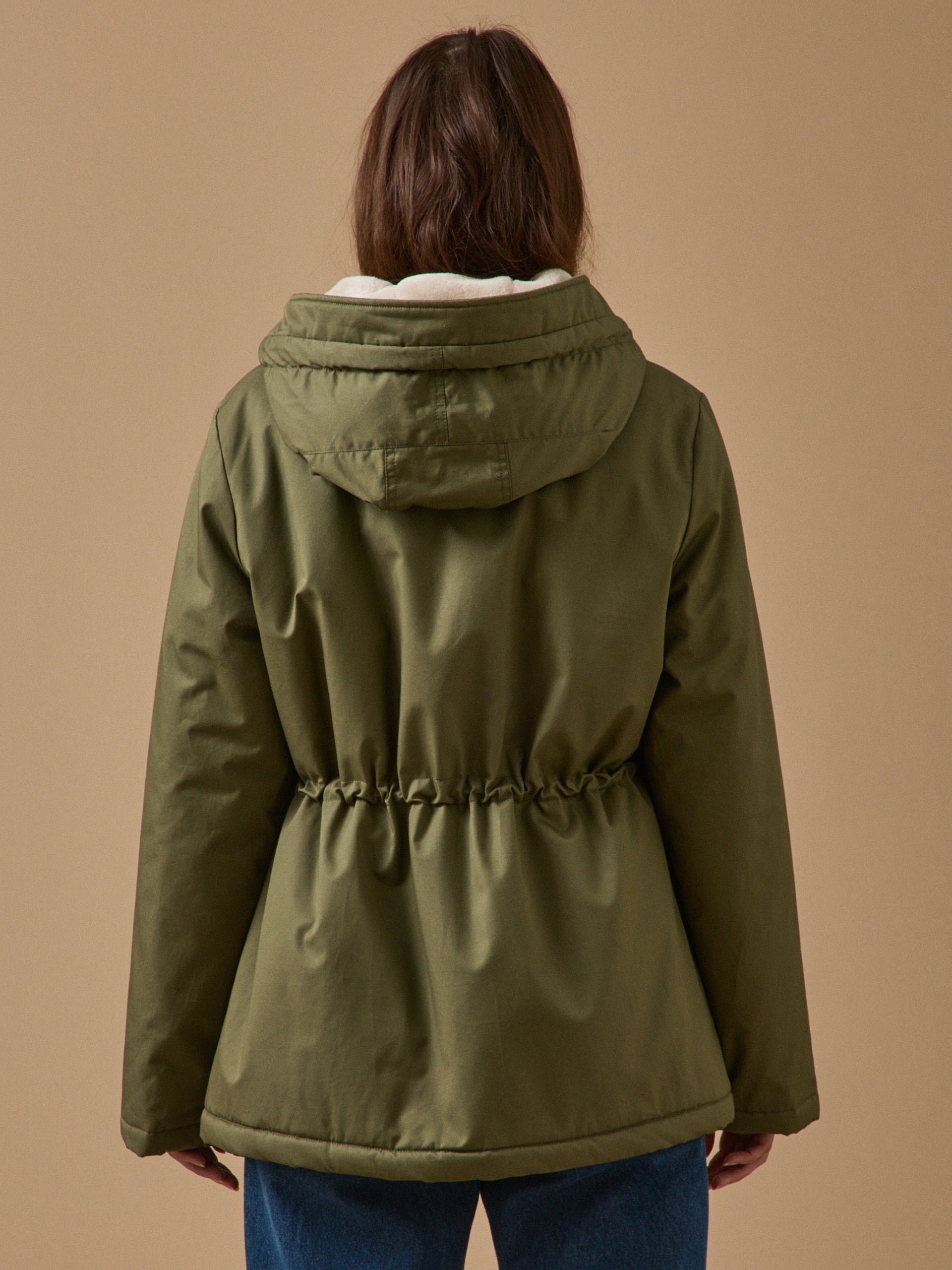 Parka courte femme doublée imitation fourrure