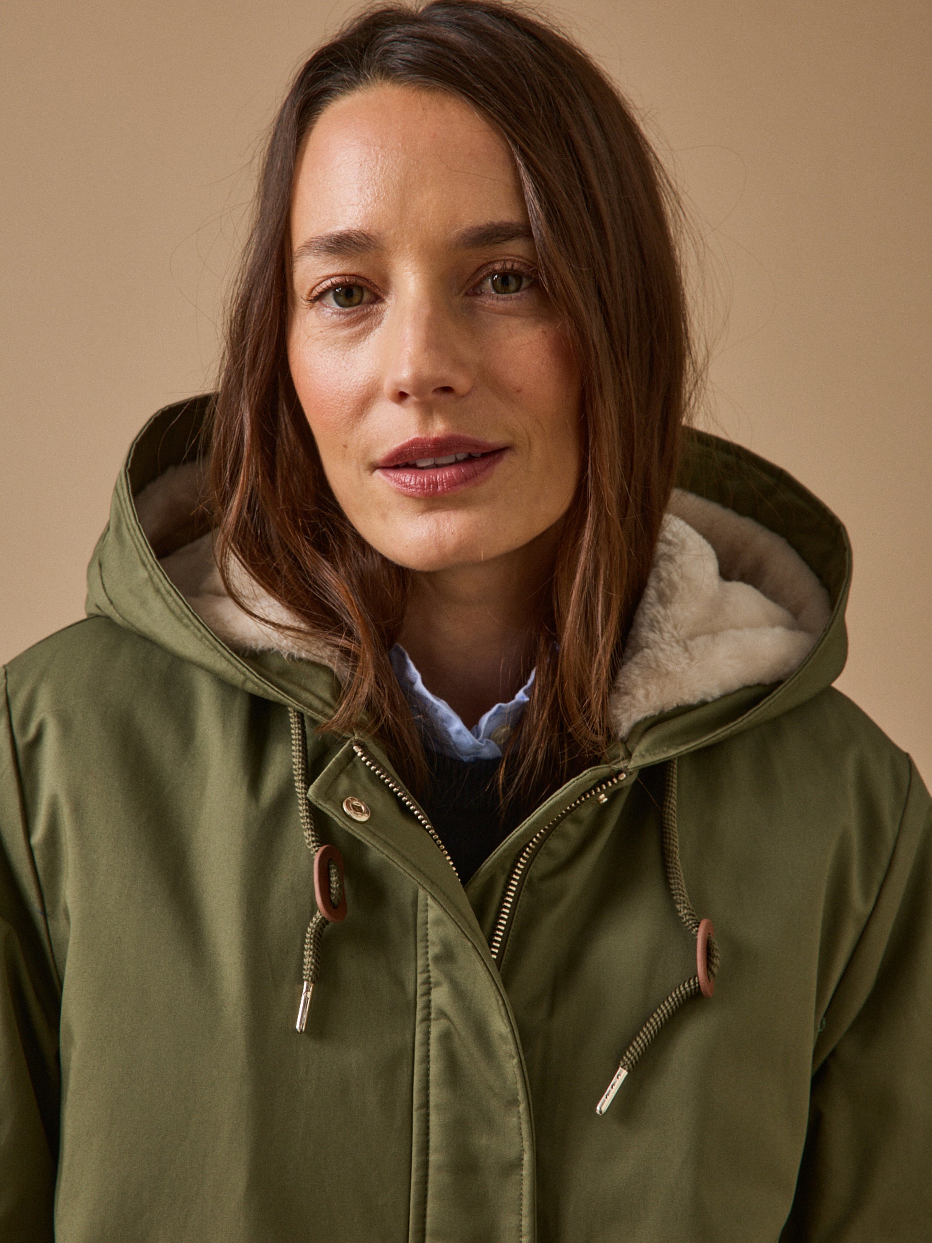 Parka courte femme doublée imitation fourrure