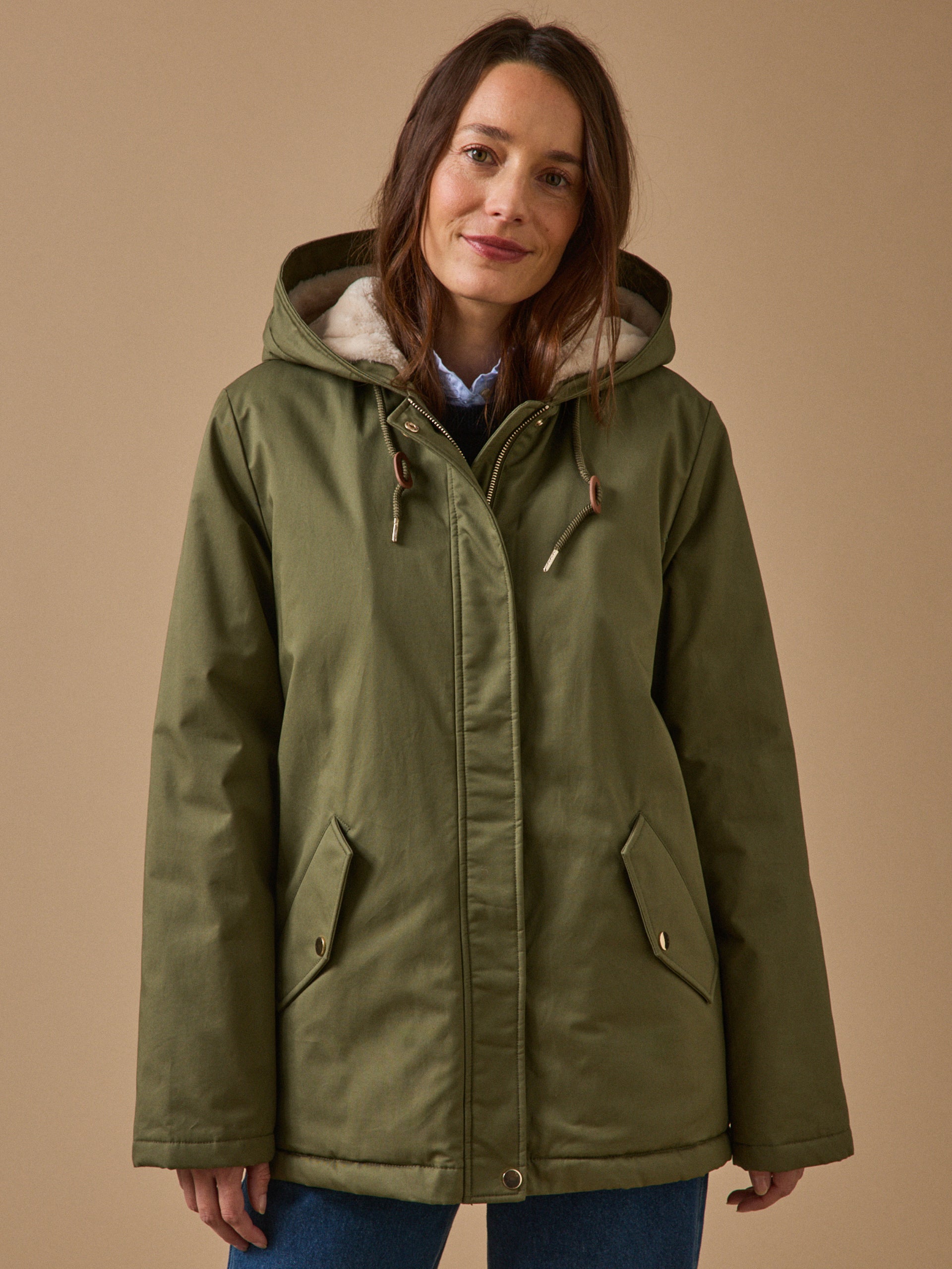 Parka courte femme doublée imitation fourrure