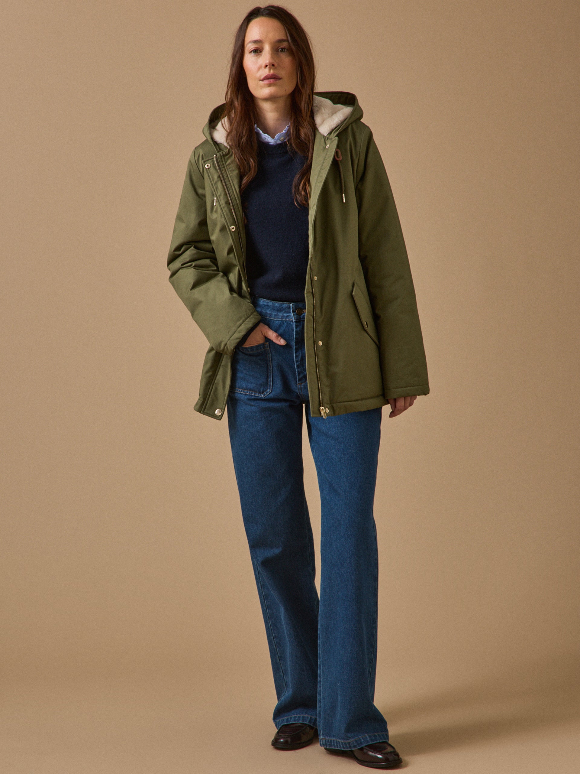 Parka courte femme doublée imitation fourrure