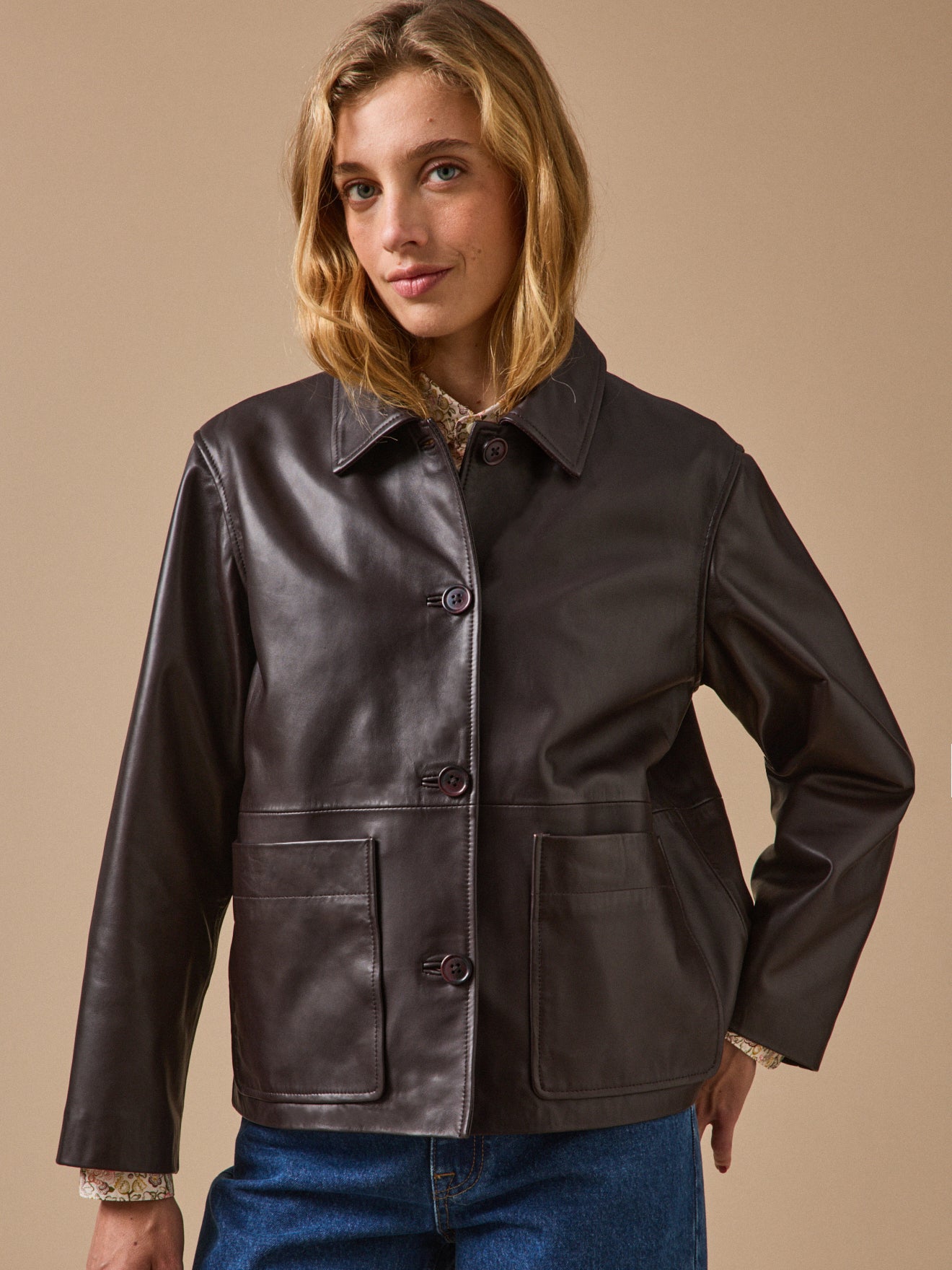 Veste en cuir femme