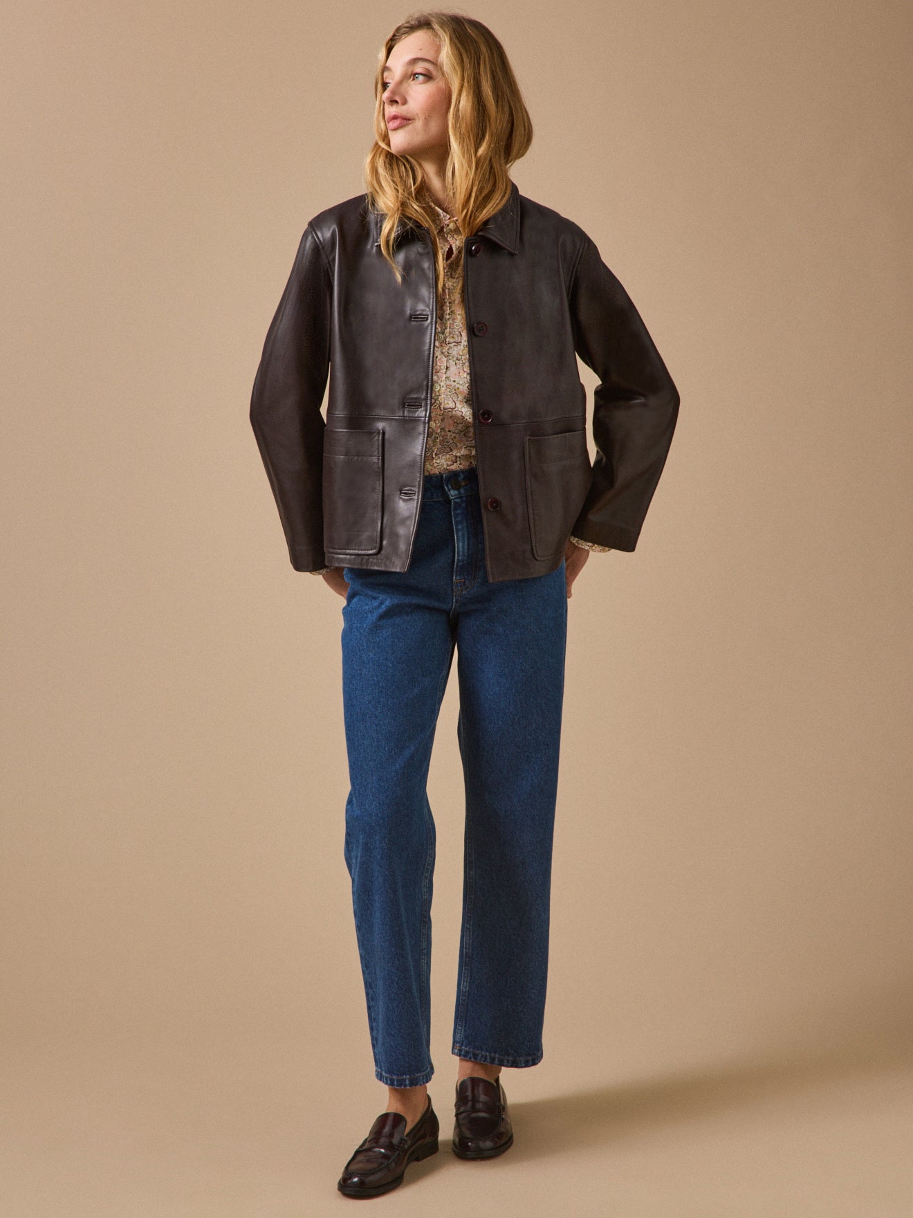 Veste en cuir femme