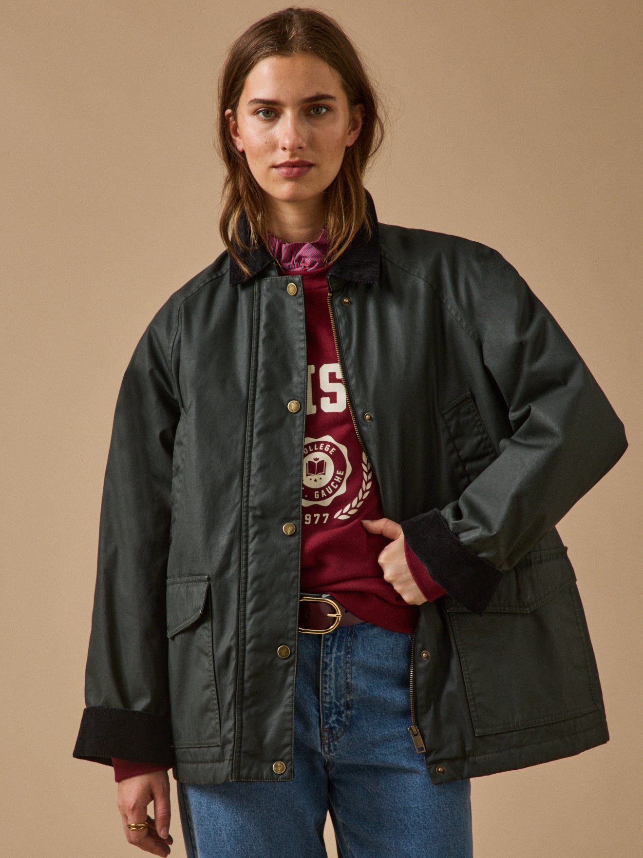 Veste femme coton enduit