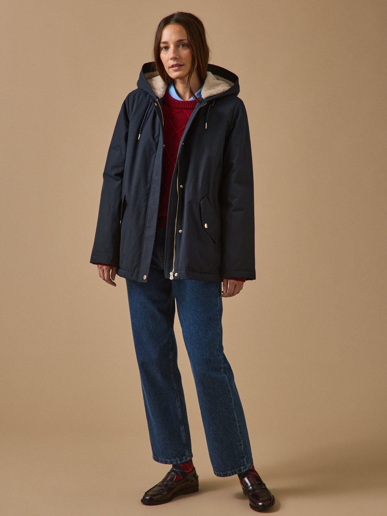 Parka courte femme doublée imitation fourrure
