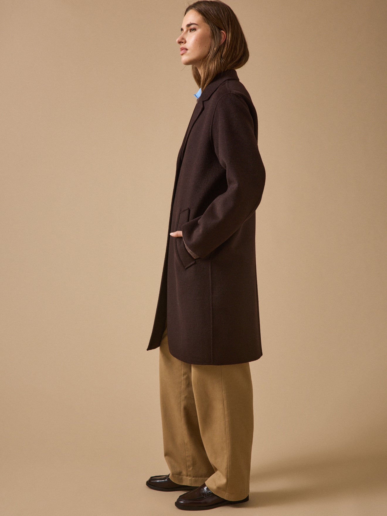Manteau mi-long lainage double face femme