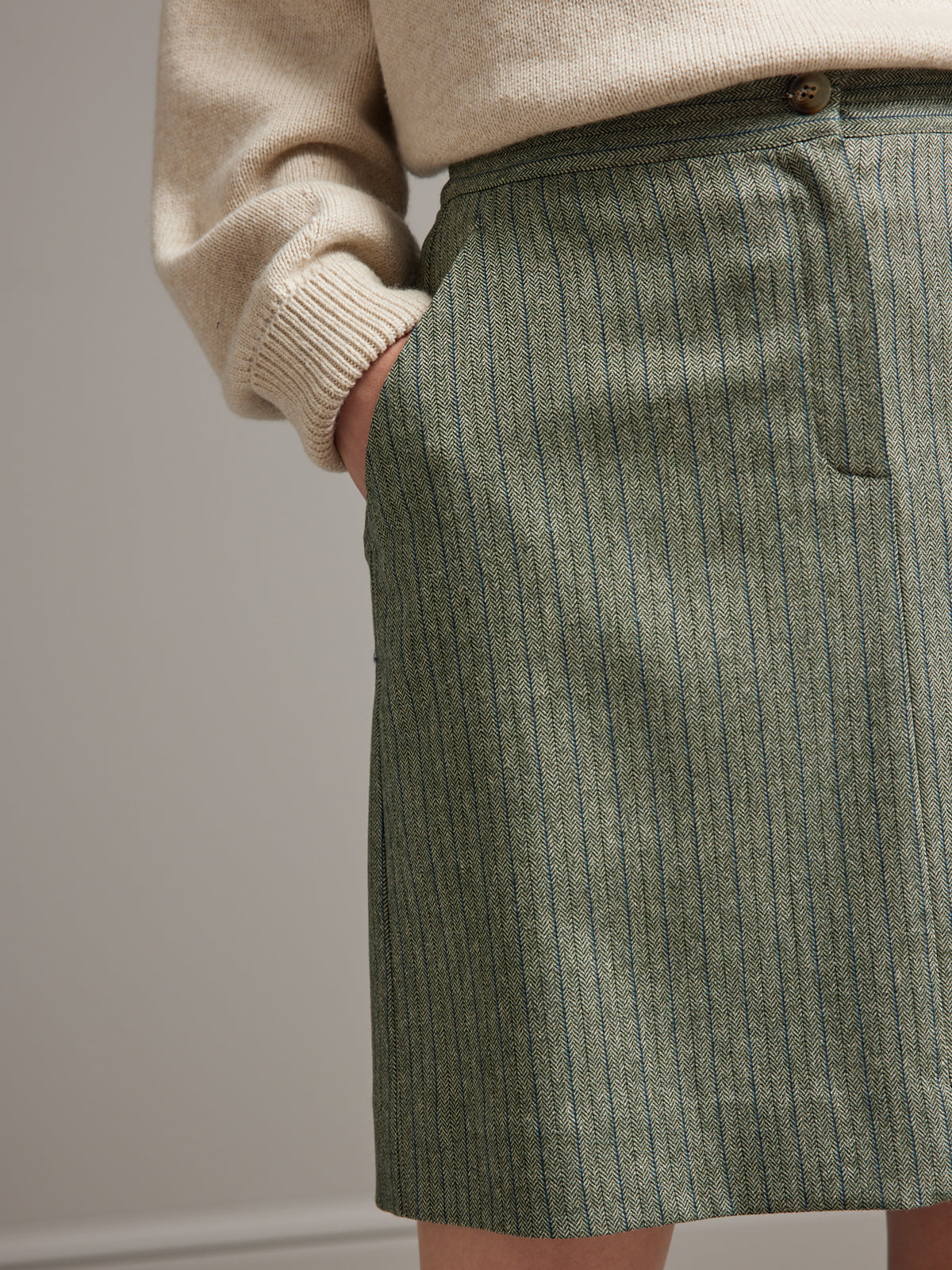 Jupe courte droite lainage chevrons femme