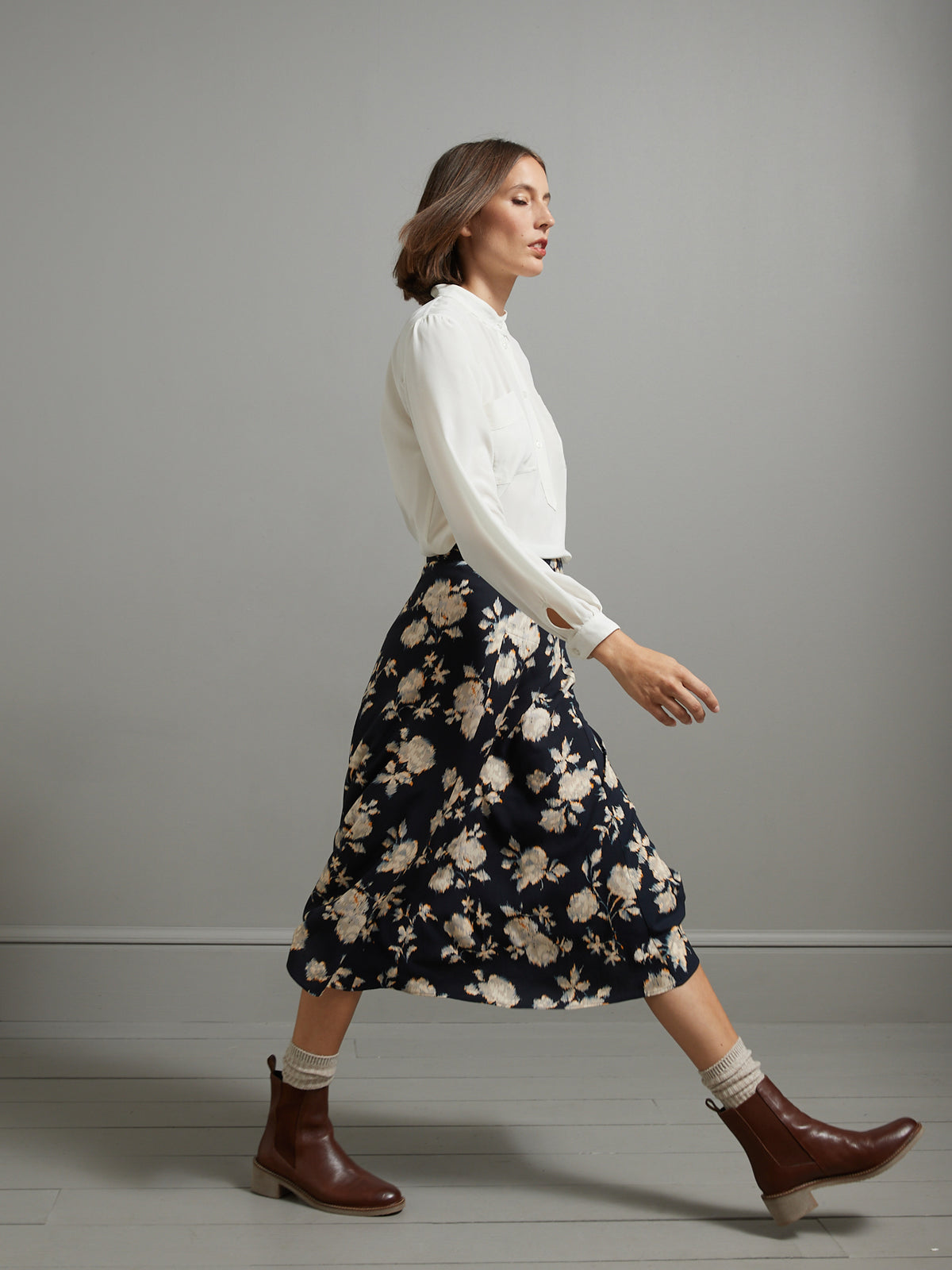 Jupe mi-longue femme imprimé Ikat