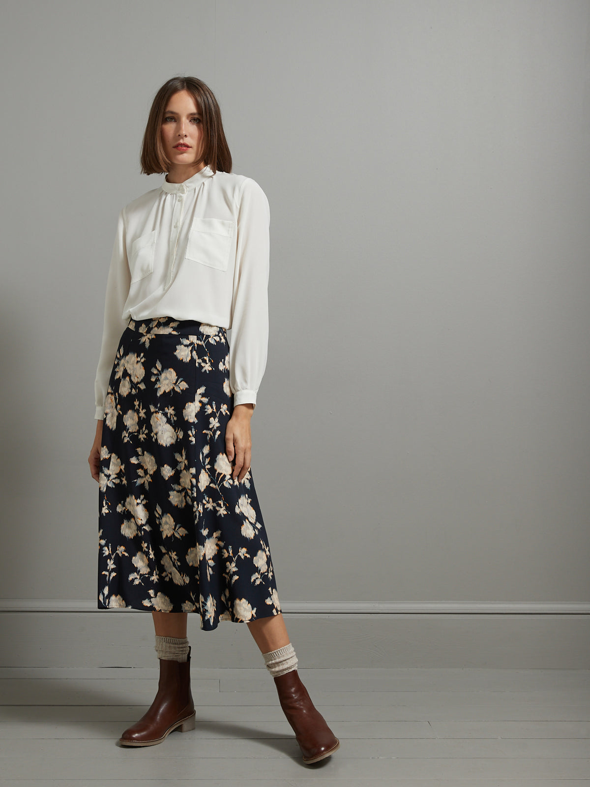 Jupe mi-longue femme imprimé Ikat