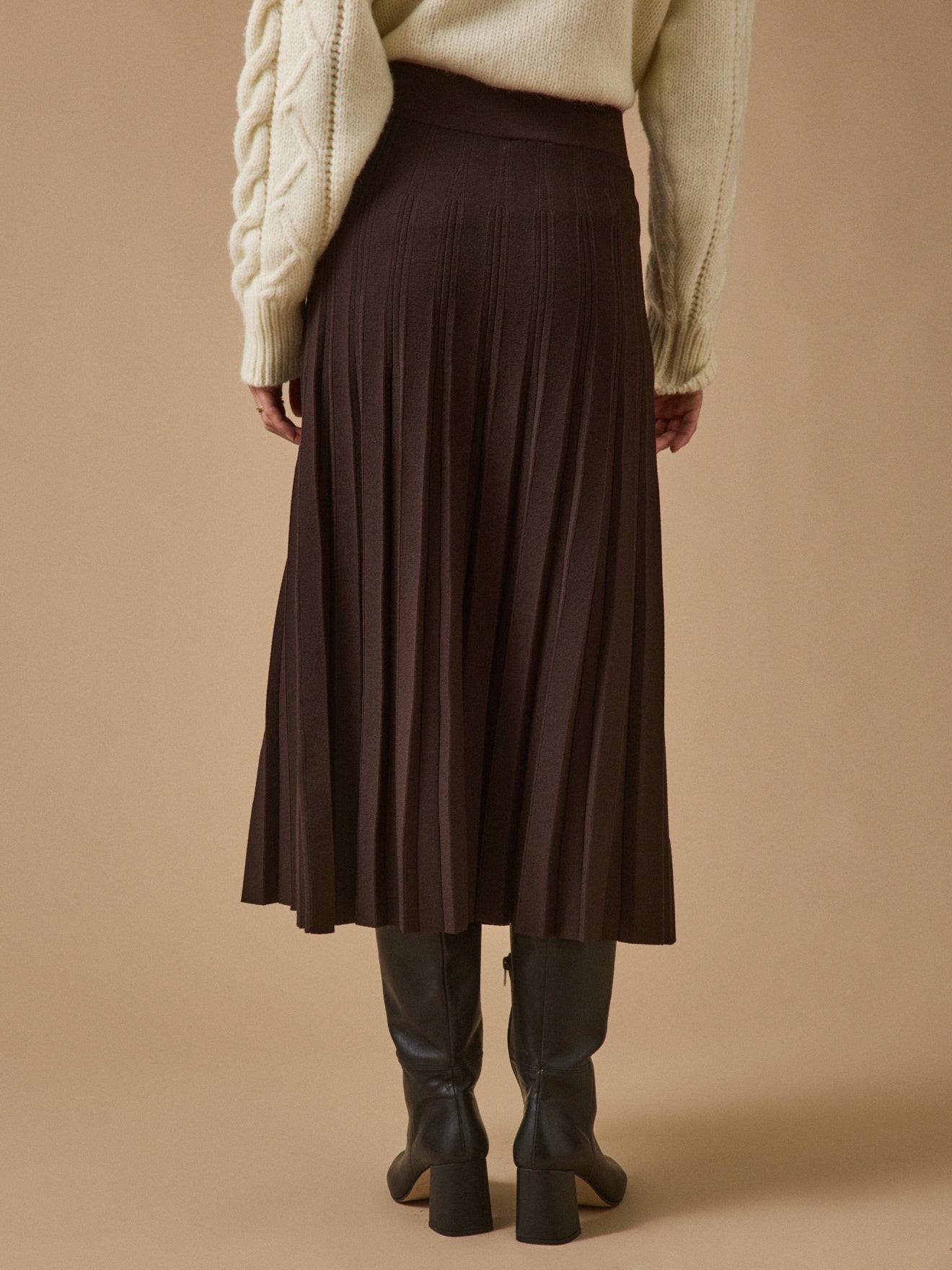 Jupe mi-longue maille plissée femme