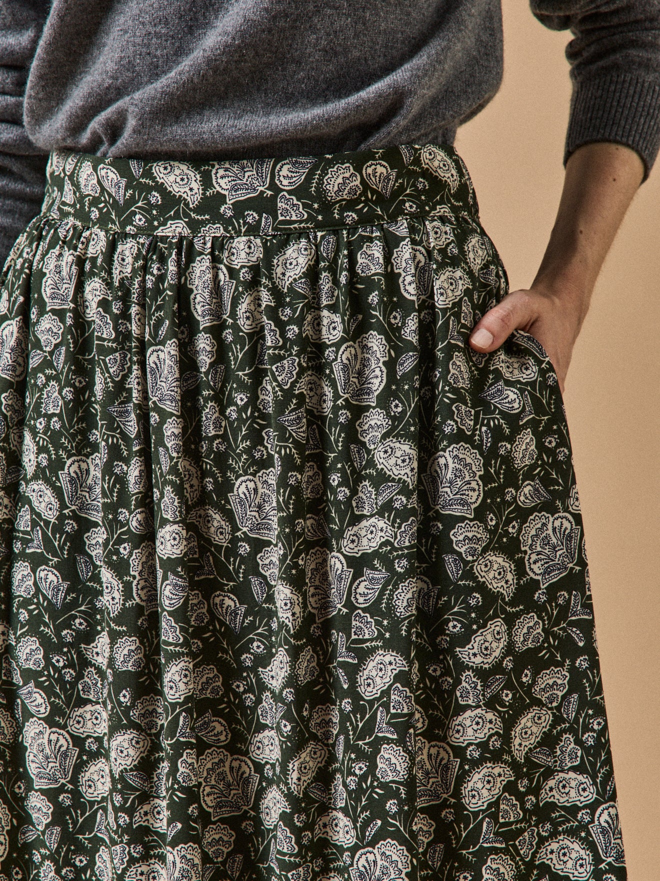 Jupe volantée mi-longue femme imprimé Lilith