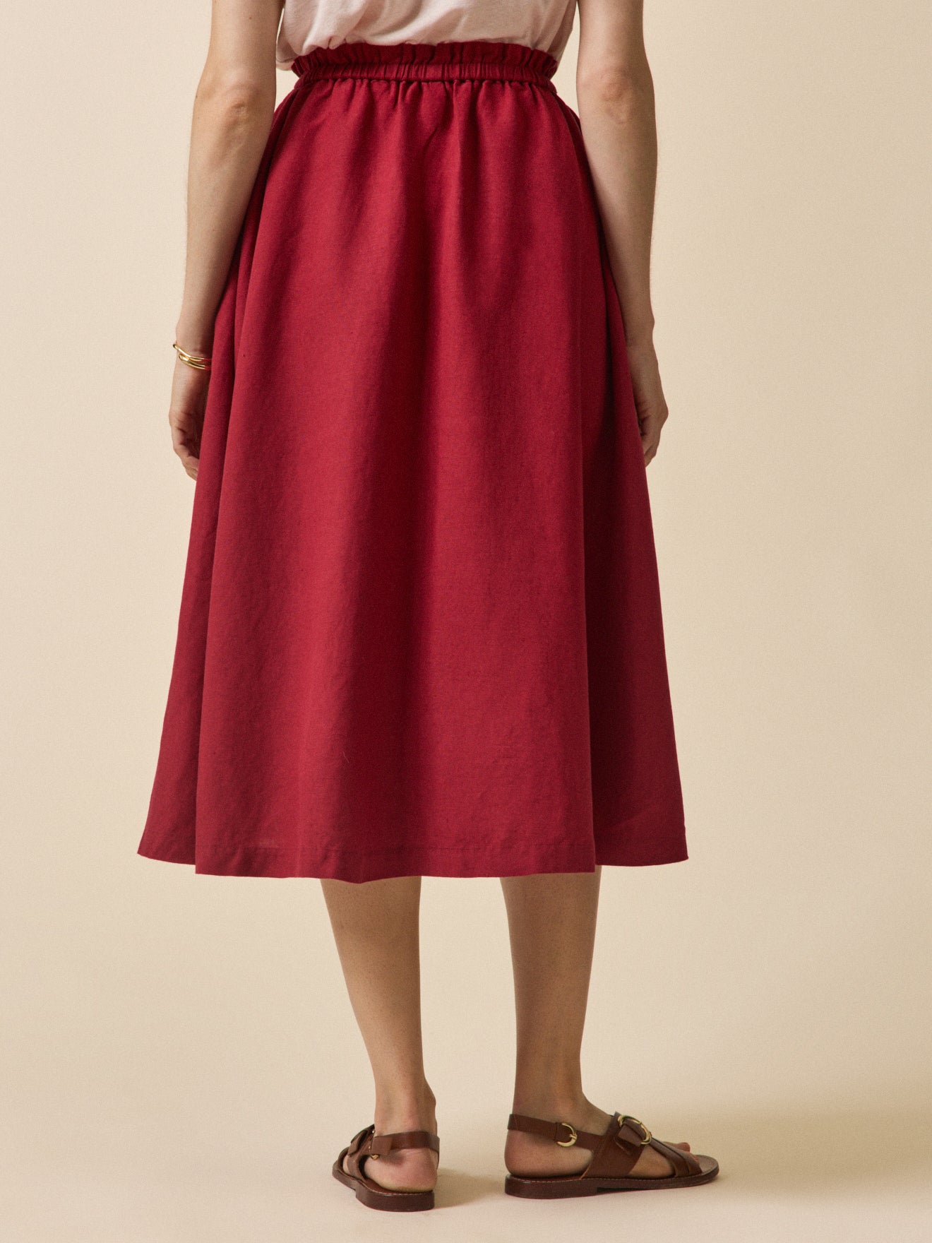 Jupe mi-longue lin et viscose femme