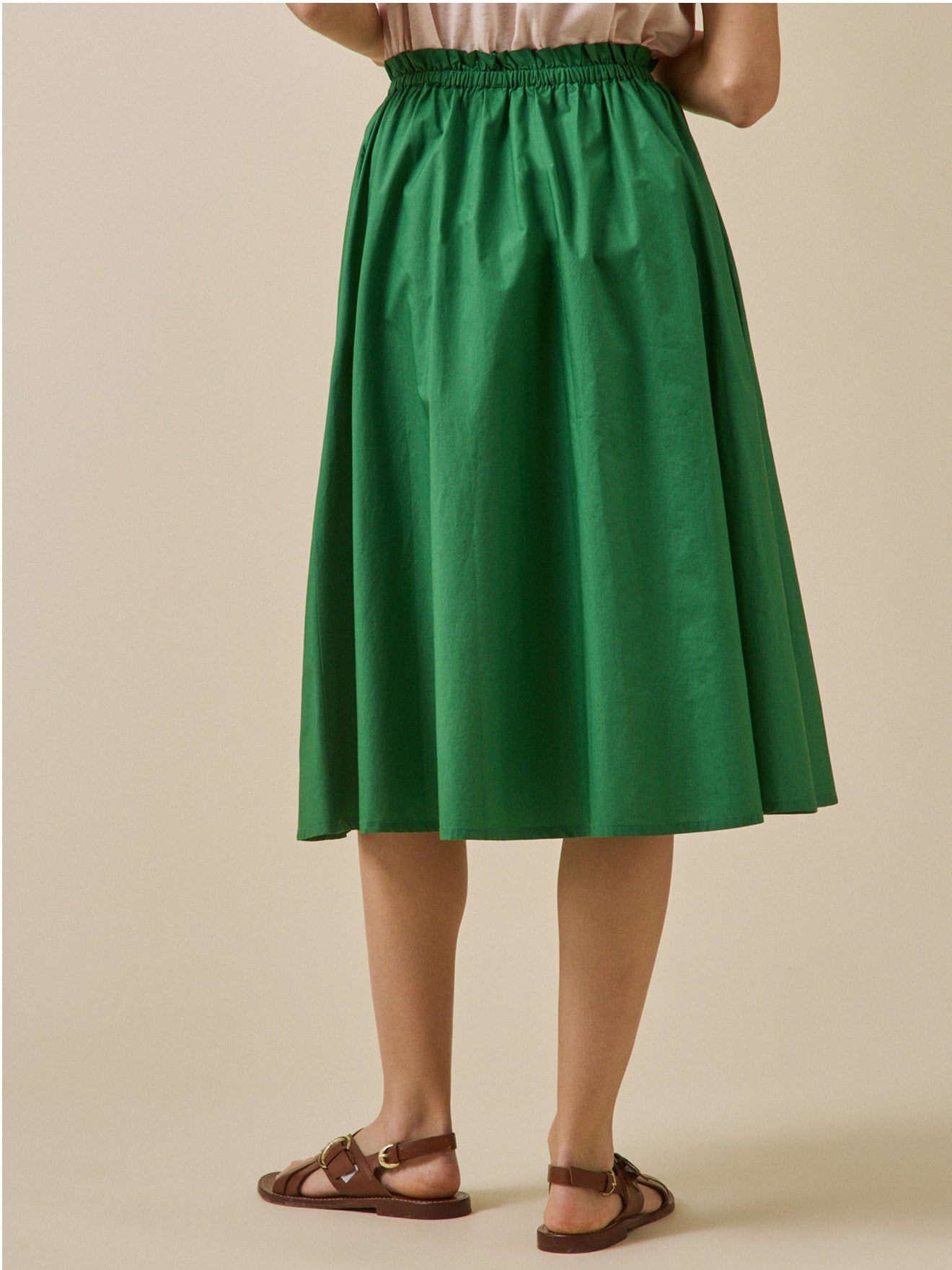 Jupe mi-longue popeline craquante femme