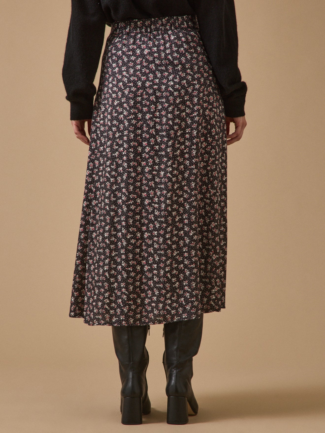 Jupe mi-longue femme imprimé Fleurs confettis