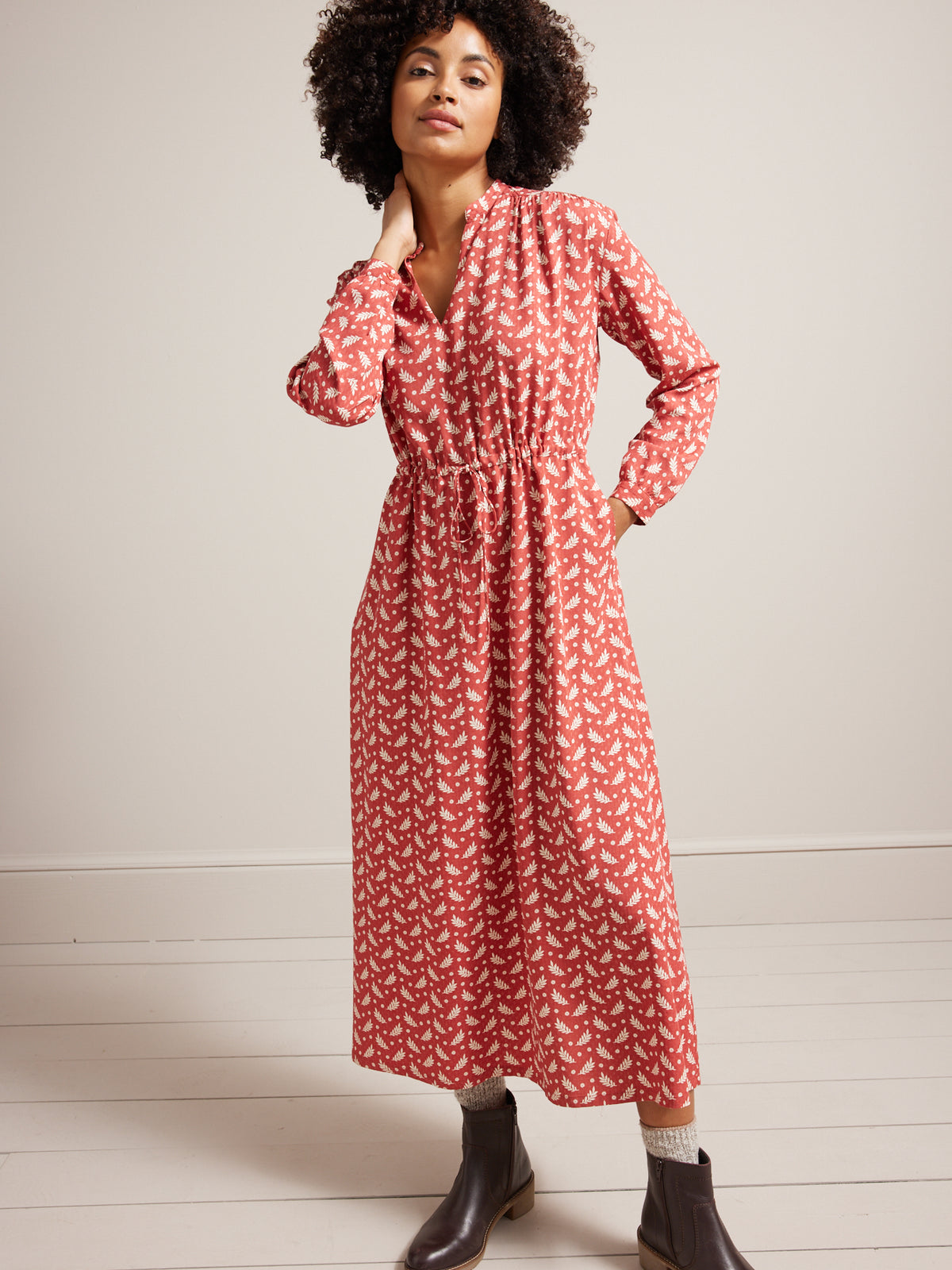 Robe mi-longue femme viscose dobby imprimé Rebecca