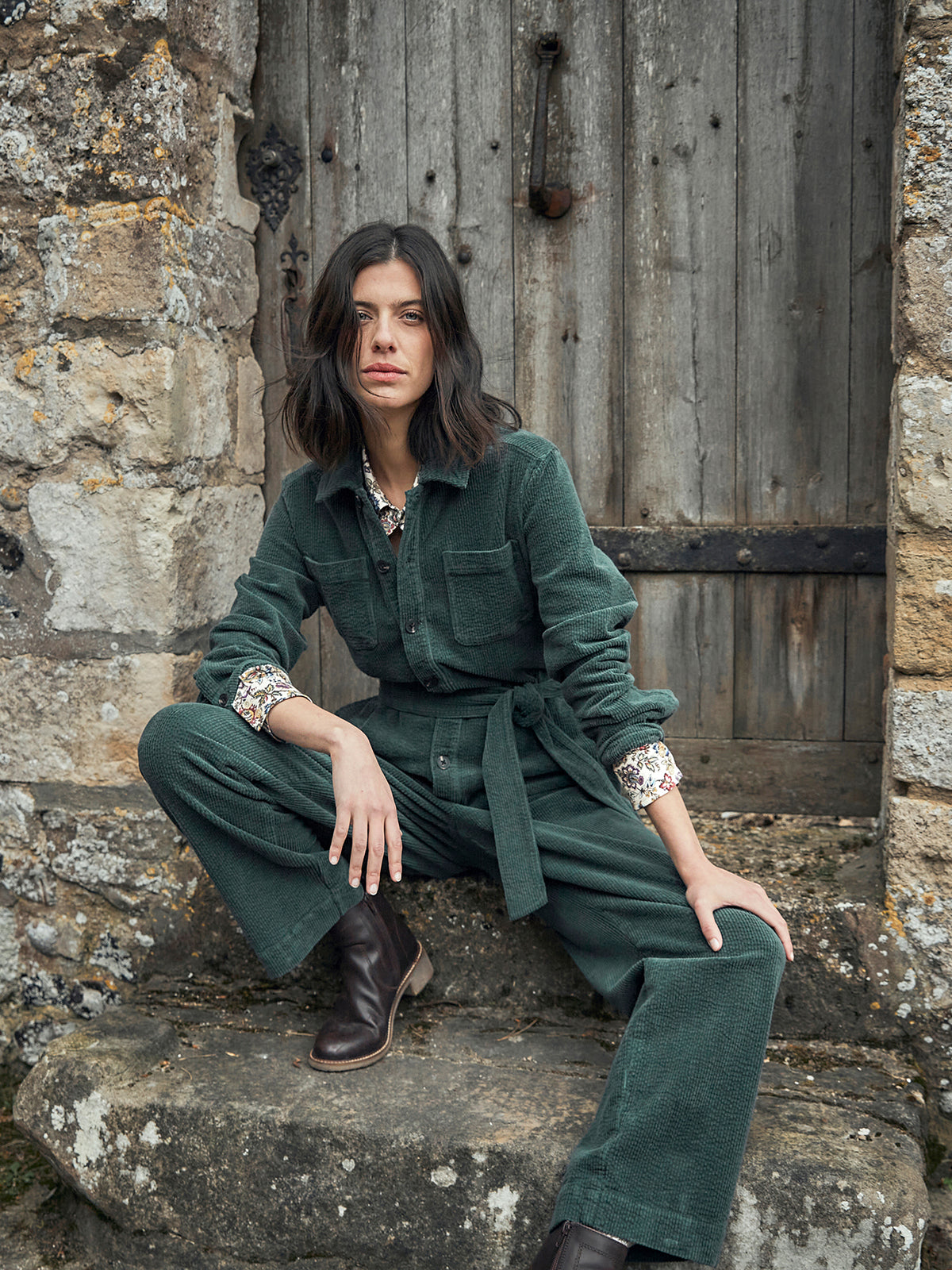 Combinaison-pantalon femme velours gaufré