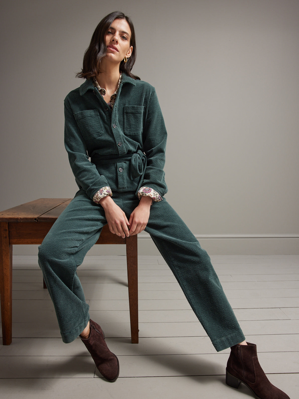 Combinaison-pantalon femme velours gaufré