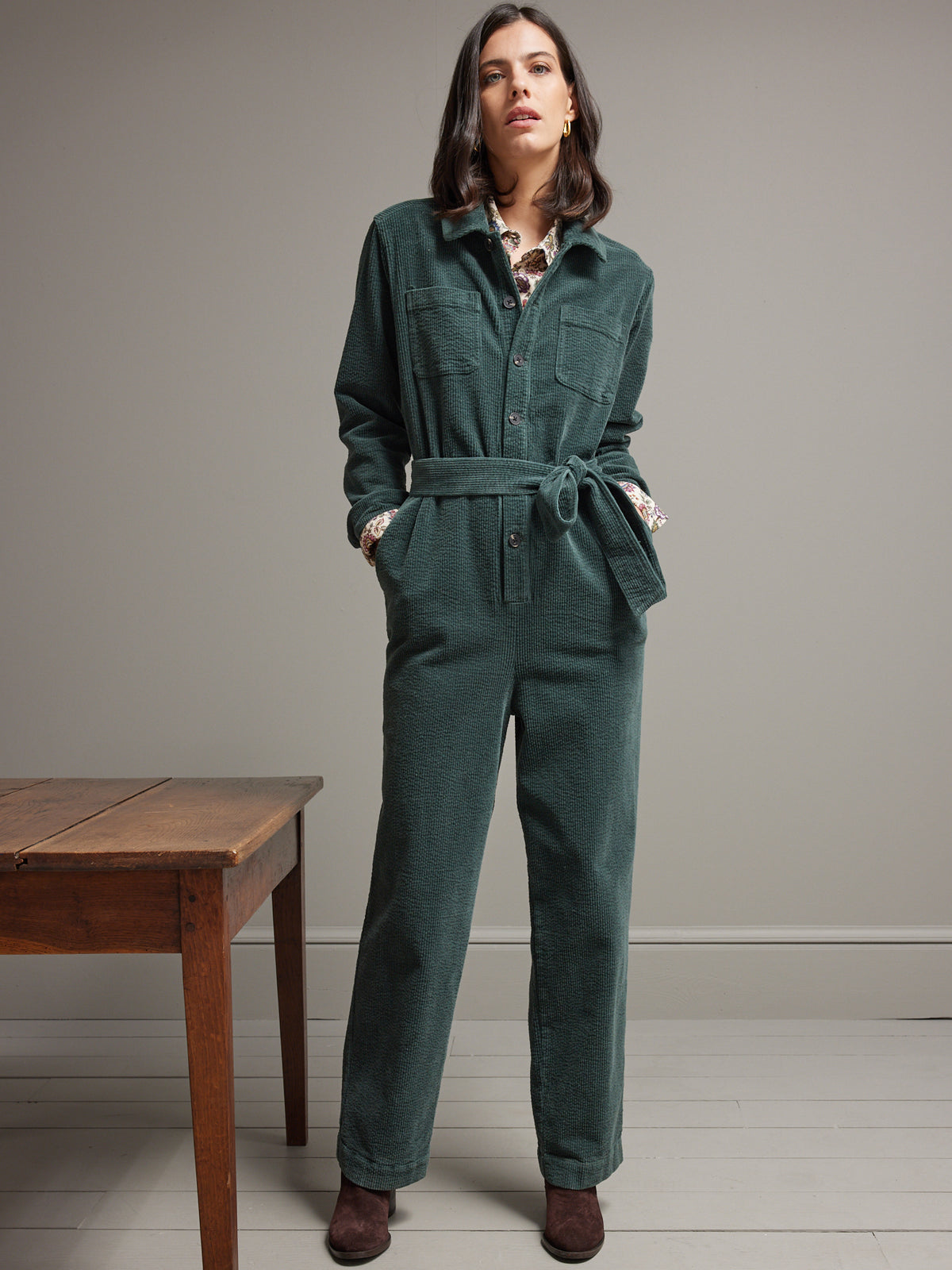 Combinaison-pantalon femme velours gaufré