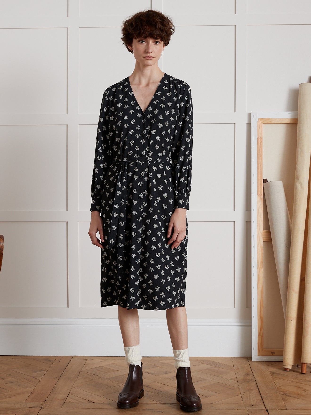 Robe mi-longue femme viscose dobby imprimé Diane