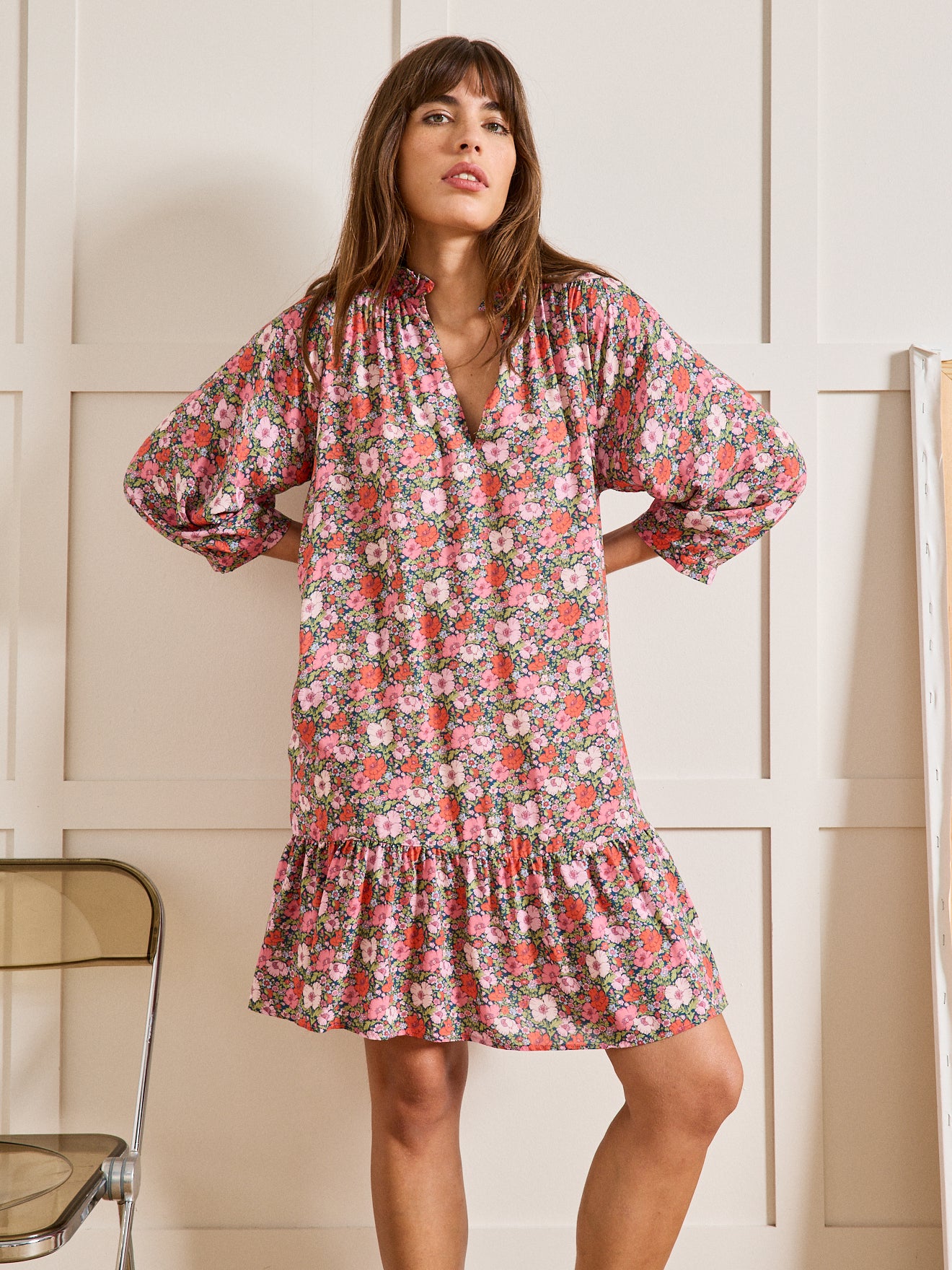 Robe volantée femme tissu Liberty Meadow Song - Limited Collection