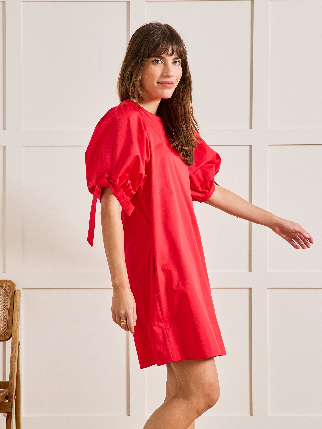 Robe courte cérémonie femme popeline satinée