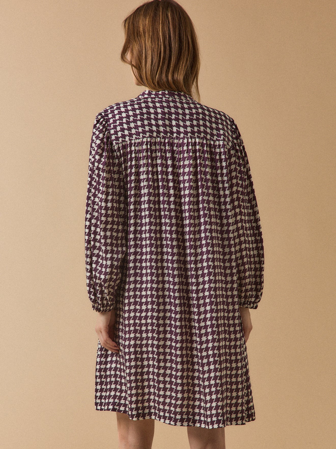 Robe courte femme imprimé pied-de-coq