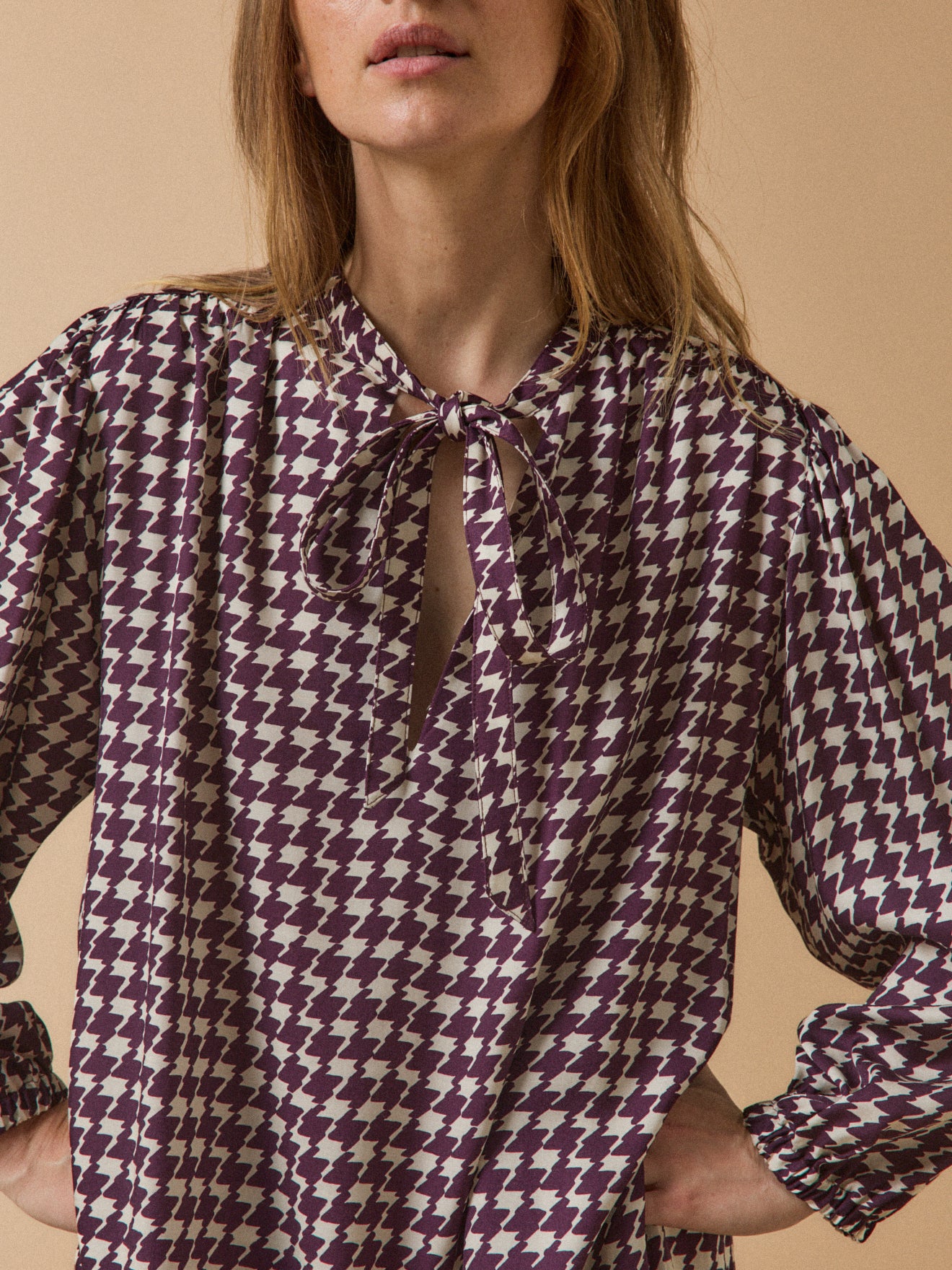 Robe courte femme imprimé pied-de-coq