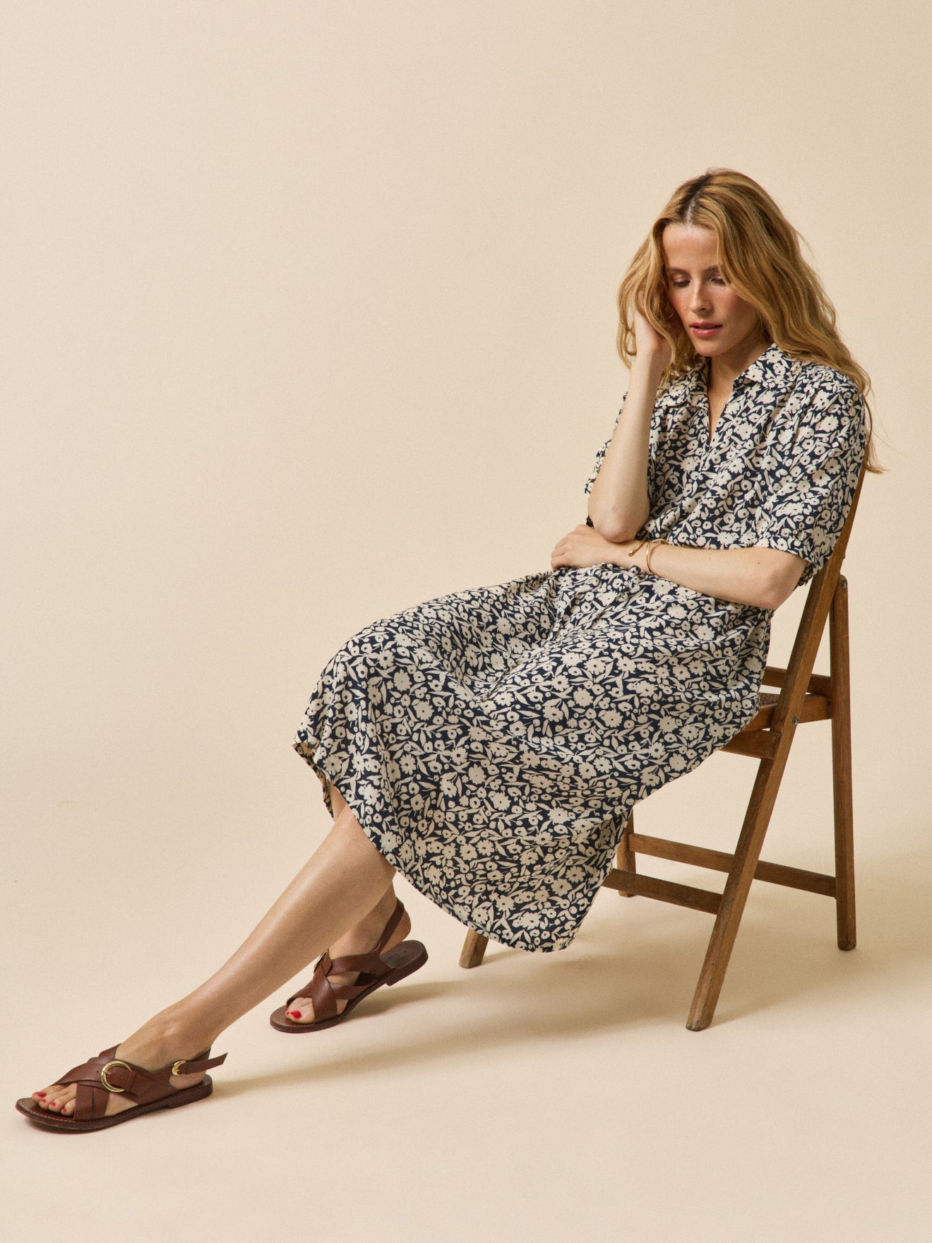 Robe mi-longue rétro femme imprimé Enea