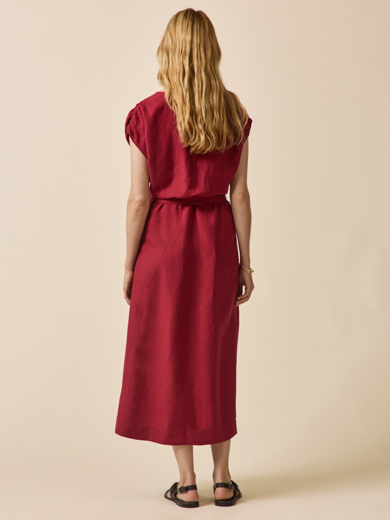 Robe sans manches lin et viscose femme