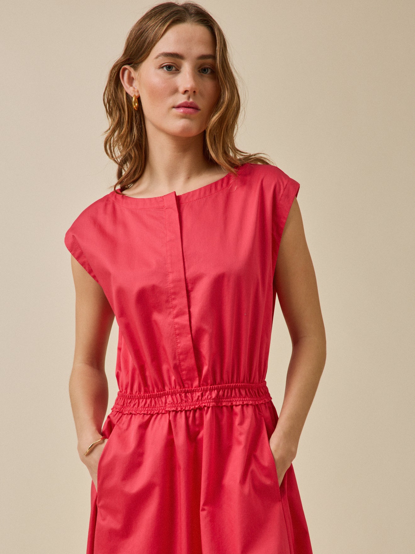 Robe longue cérémonie femme popeline satinée