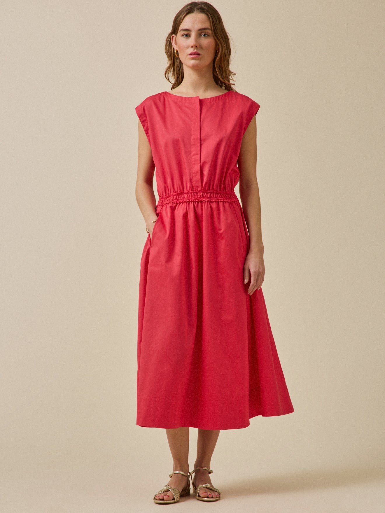 Robe longue cérémonie femme popeline satinée