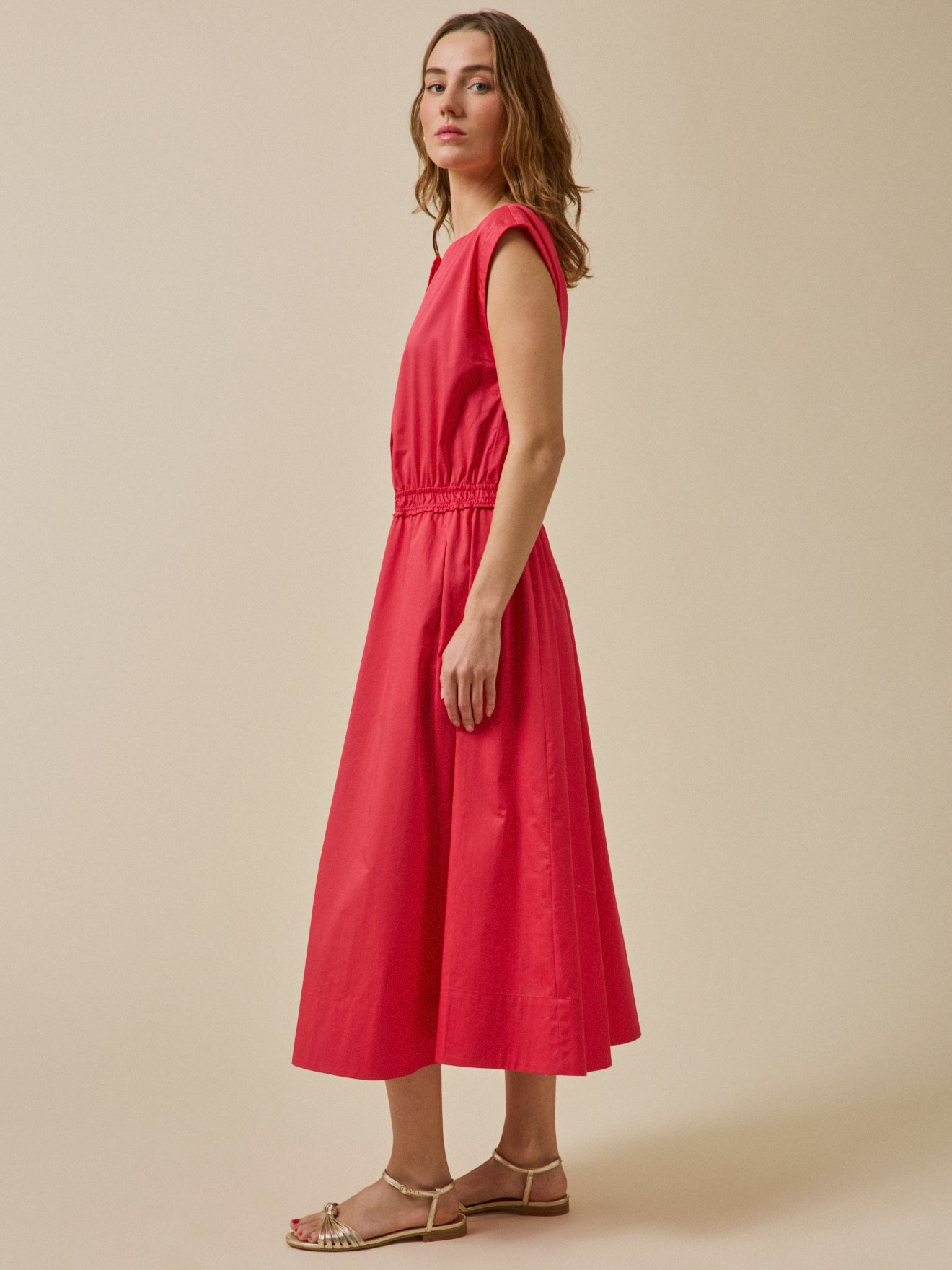 Robe longue cérémonie femme popeline satinée