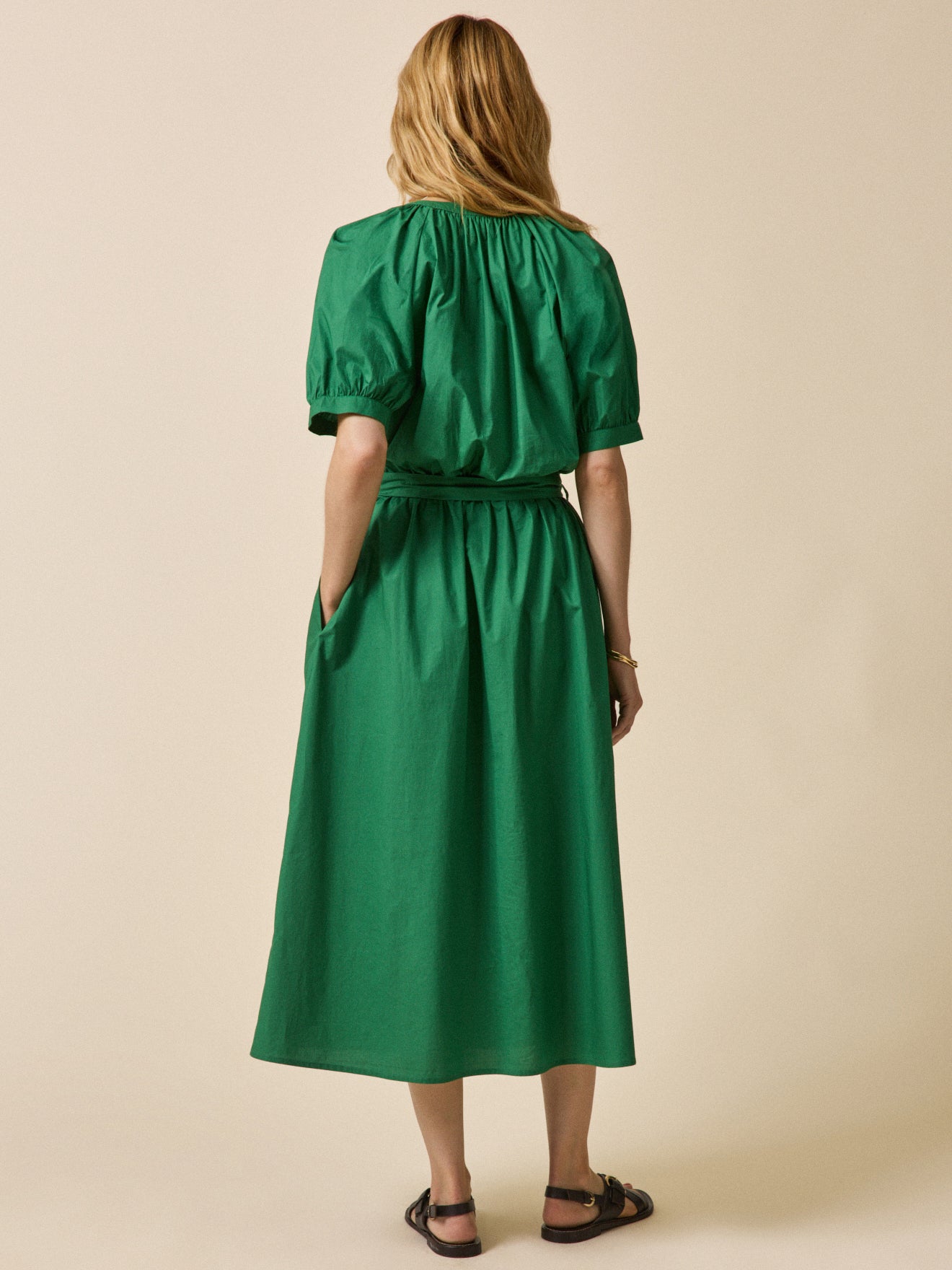 Robe longue popeline unie femme