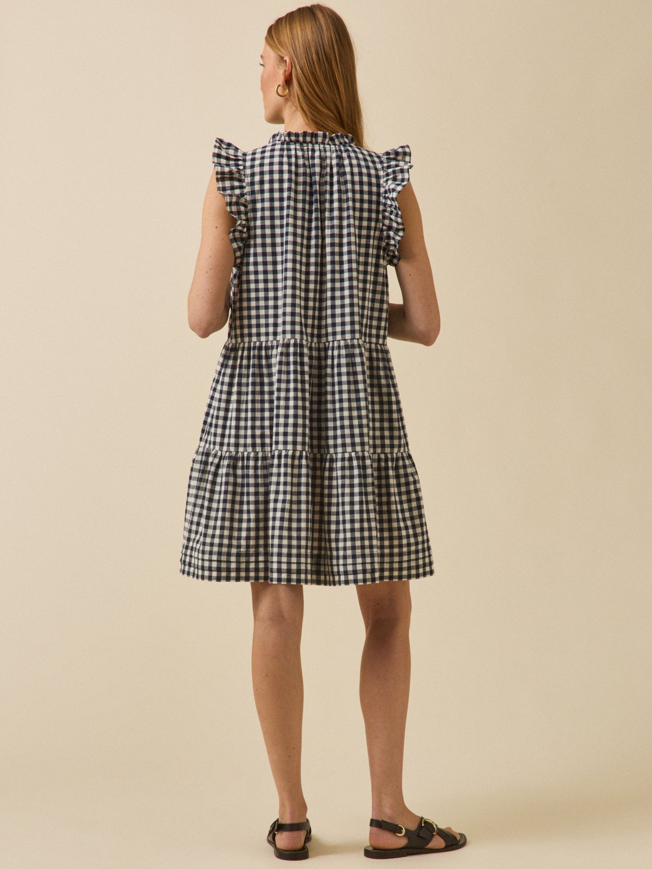 Robe volantée sans manches vichy femme
