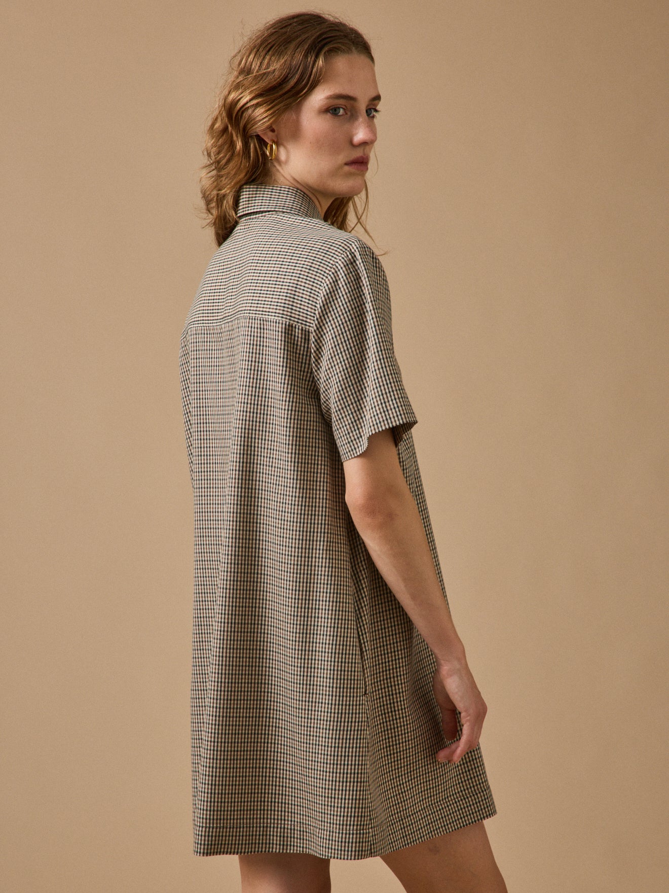 Robe chemise femme mini carreaux