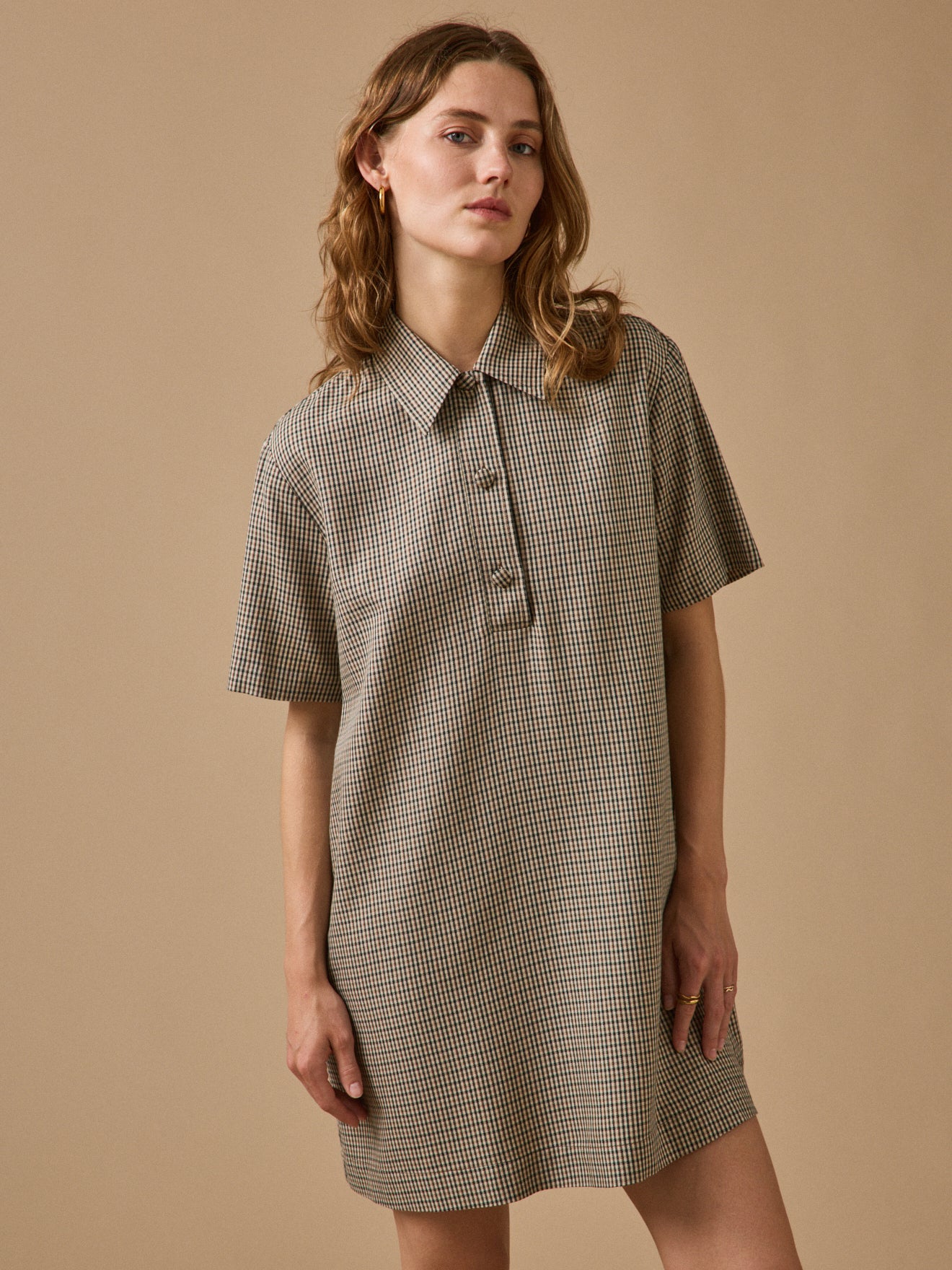 Robe chemise femme mini carreaux