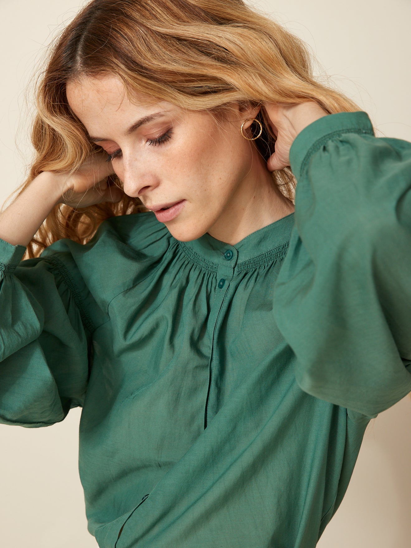 Blouse unie femme voile coton viscose