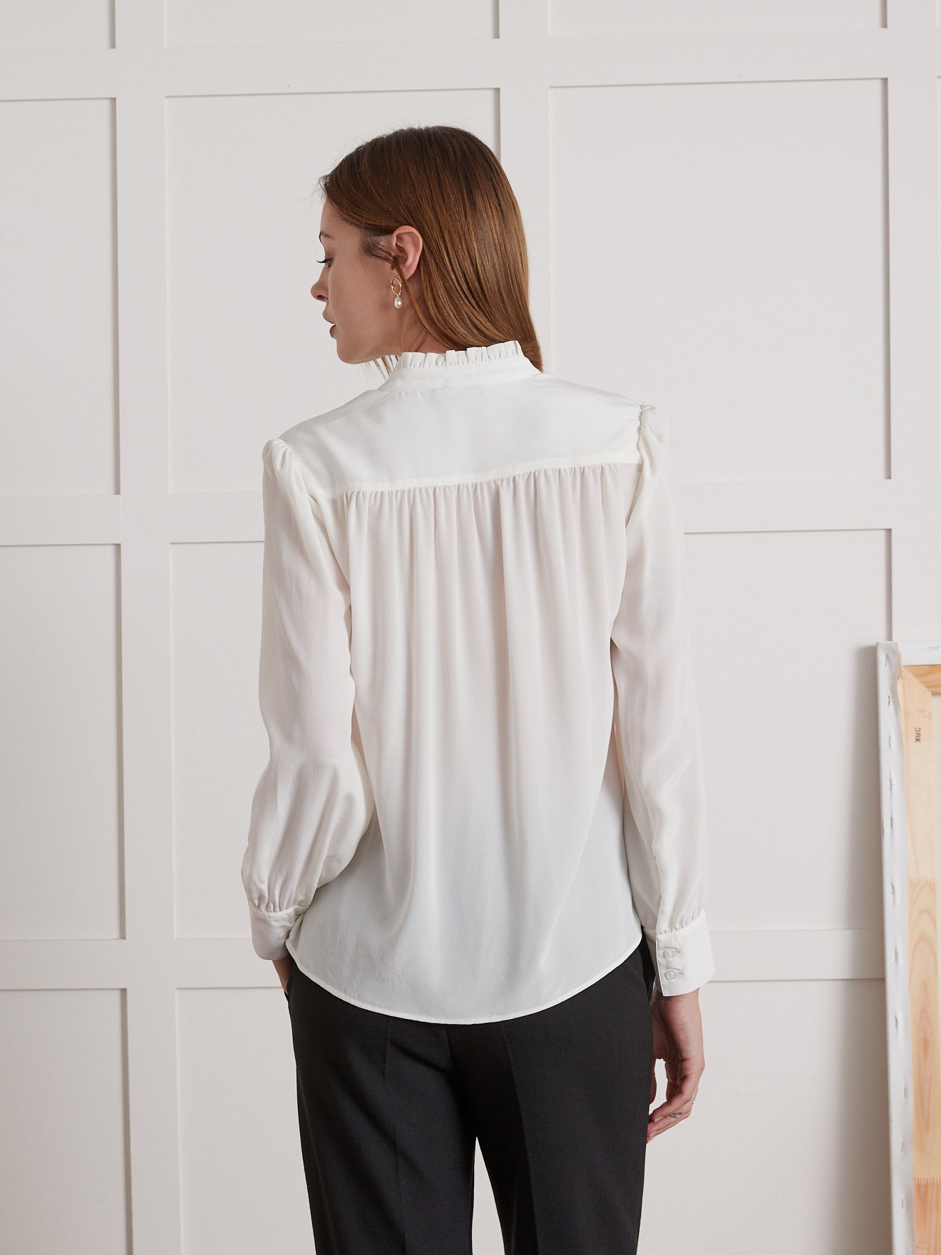 Blouse volantée en soie femme