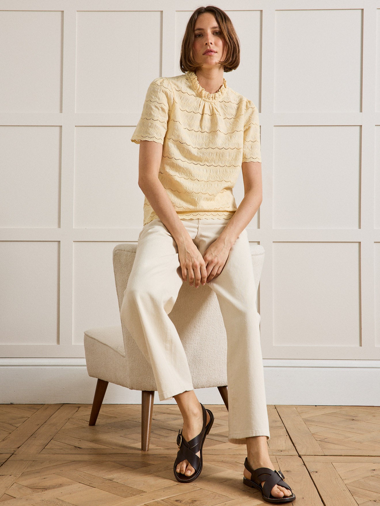 Kangourou Haut Blanc Broderie Anglaise Style Marque Anglaise Pret