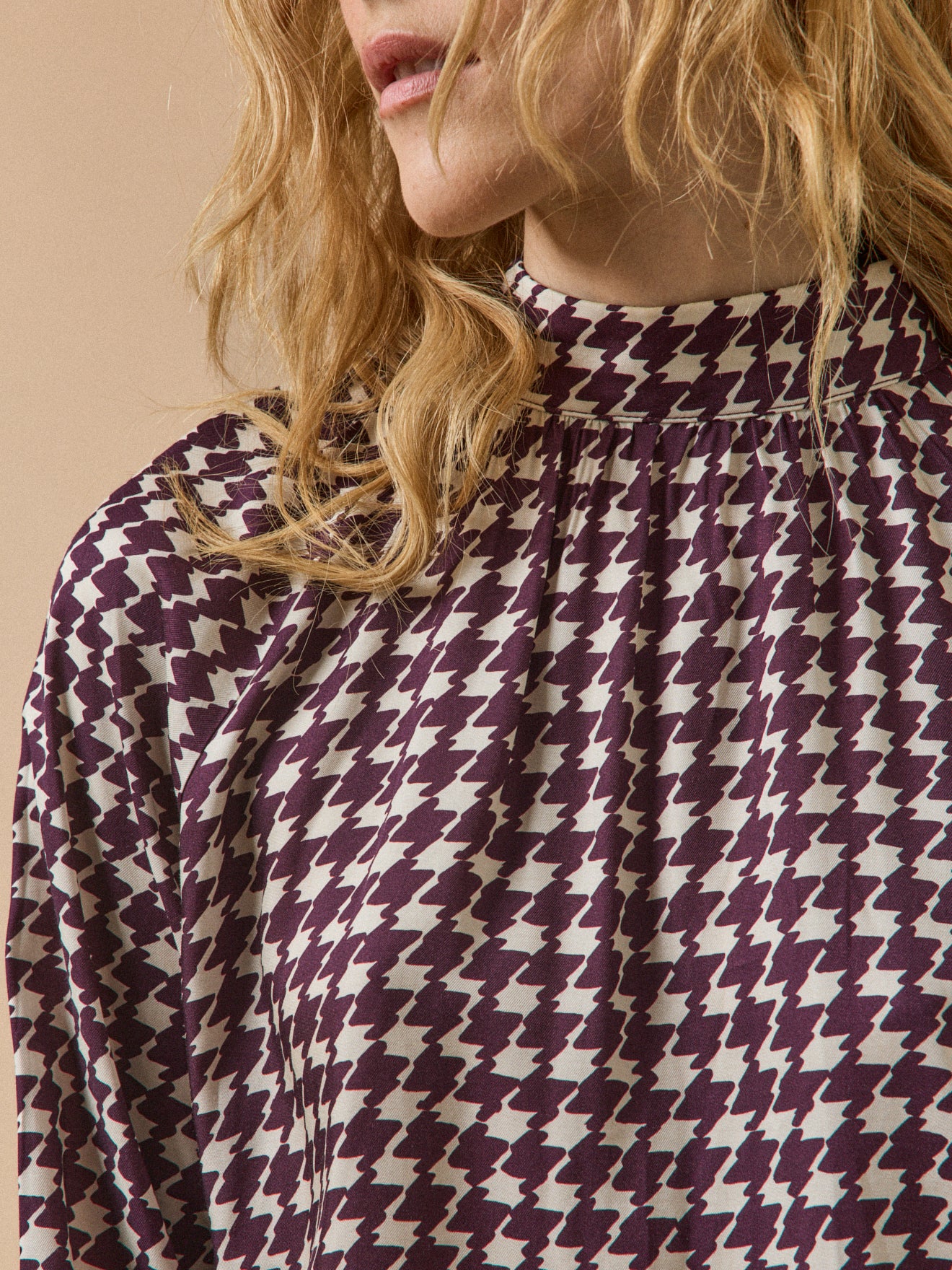 Blouse femme imprimé pied-de-coq