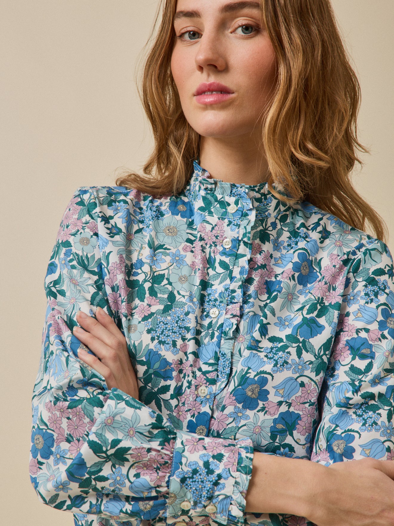 Chemise col volanté femme tissu Liberty - Limited Collection