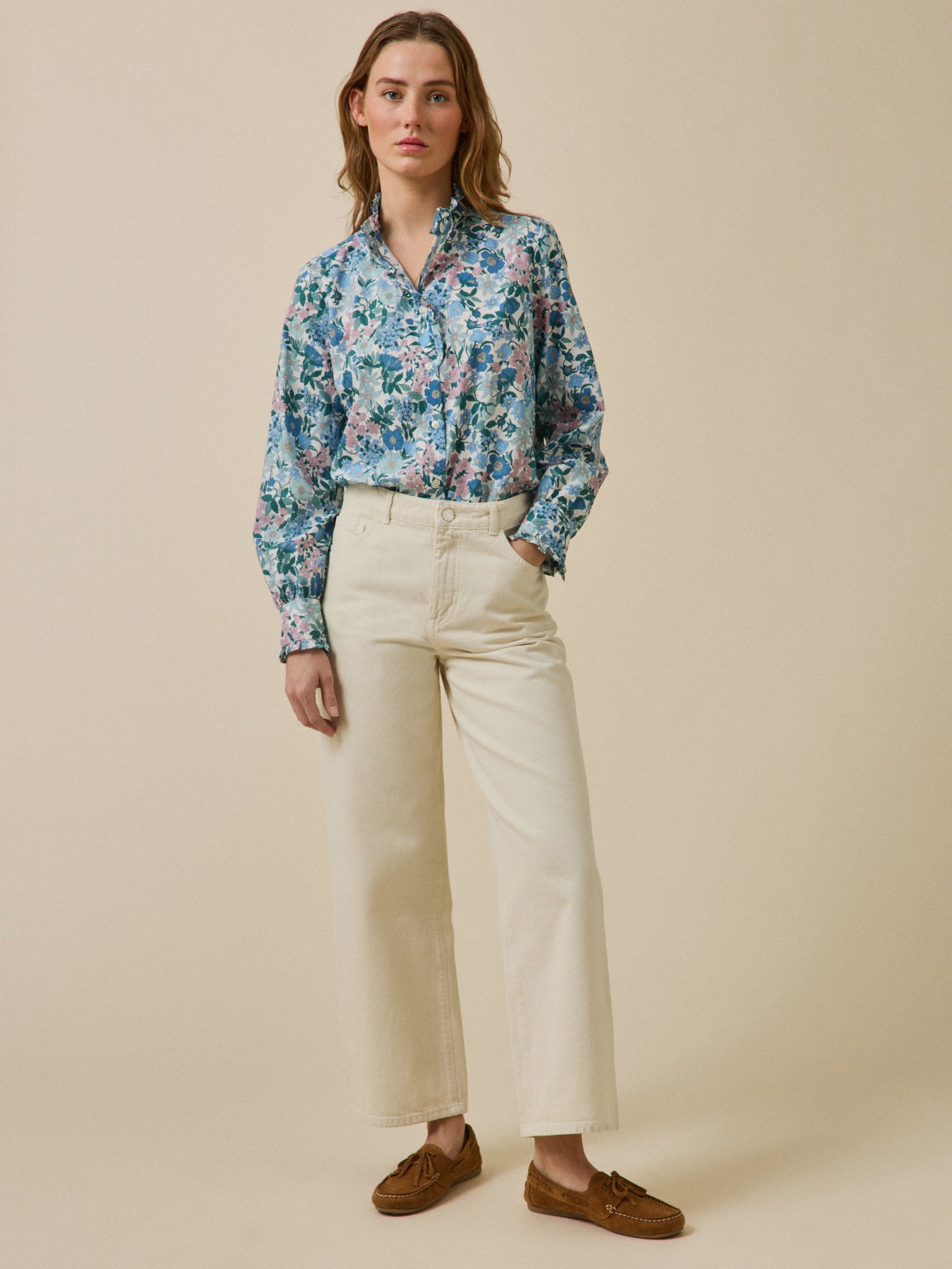 Chemise col volanté femme tissu Liberty - Limited Collection