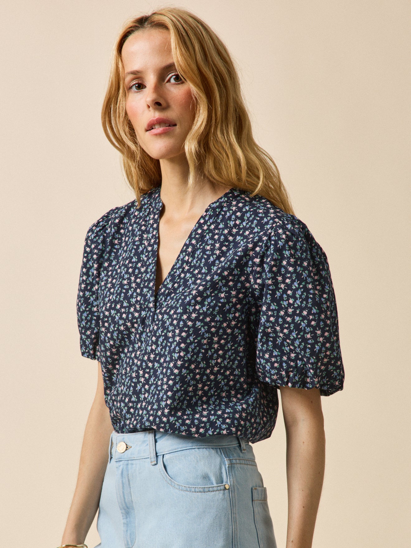 Top femme imprimé Mini Roses