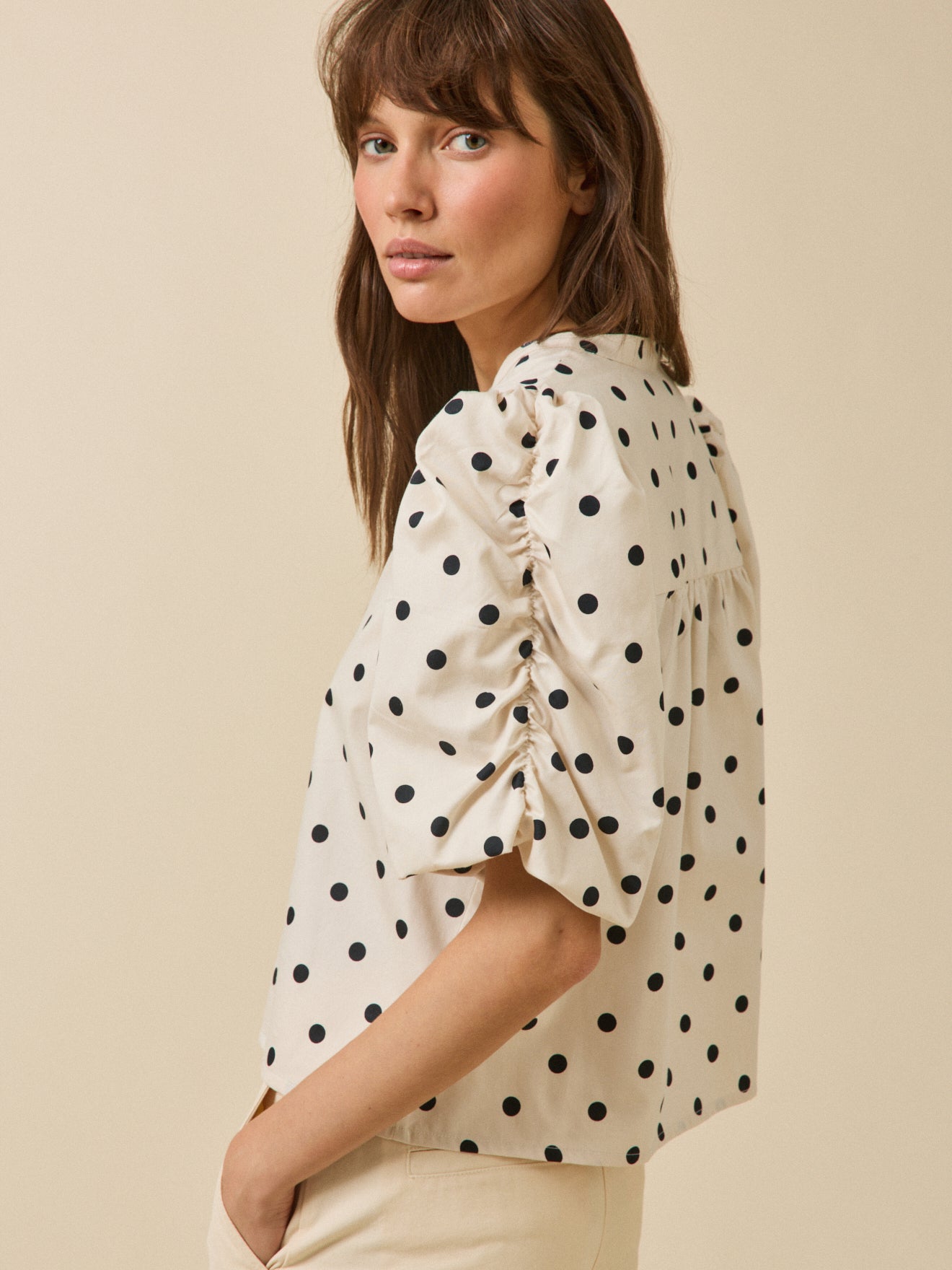 Top femme imprimé pois