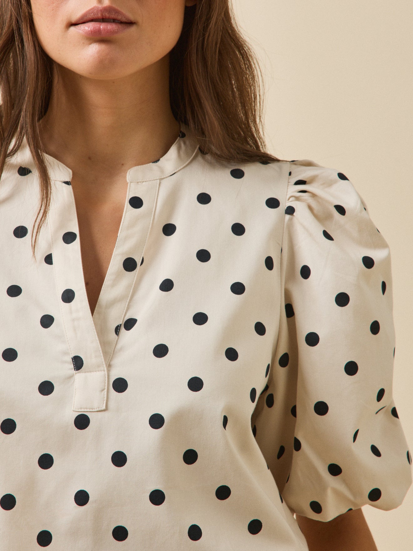 Top femme imprimé pois pois noir fond ecru - Cyrillus FR