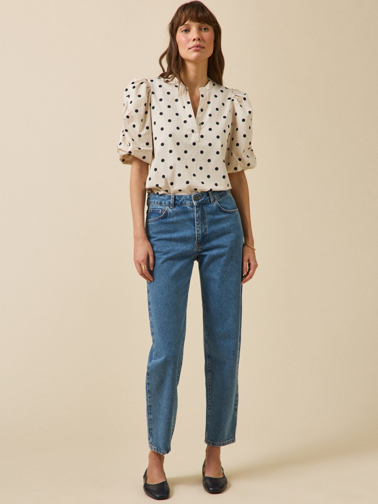 Top femme imprimé pois