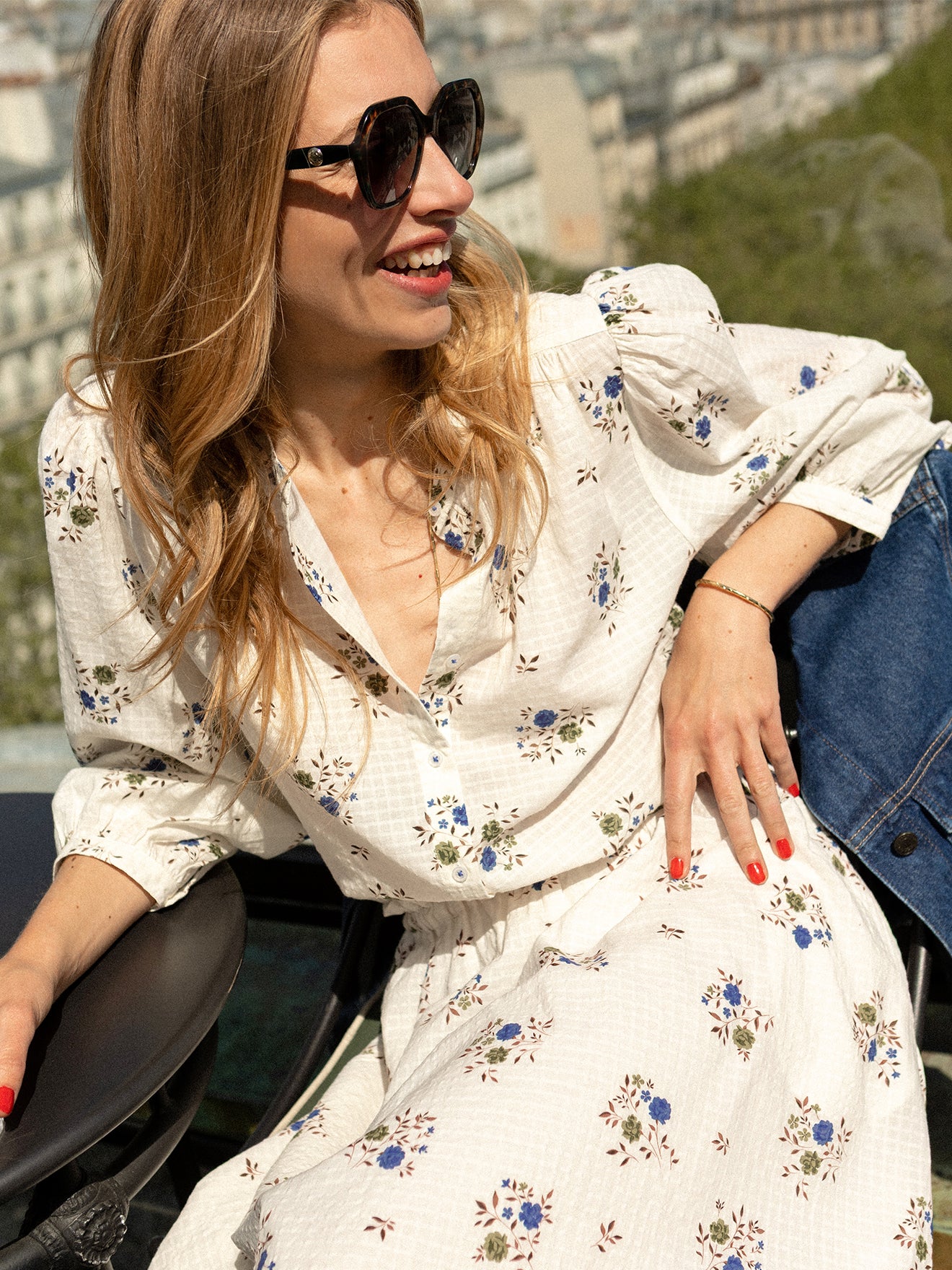 Blouse femme imprimé Rosa Blue