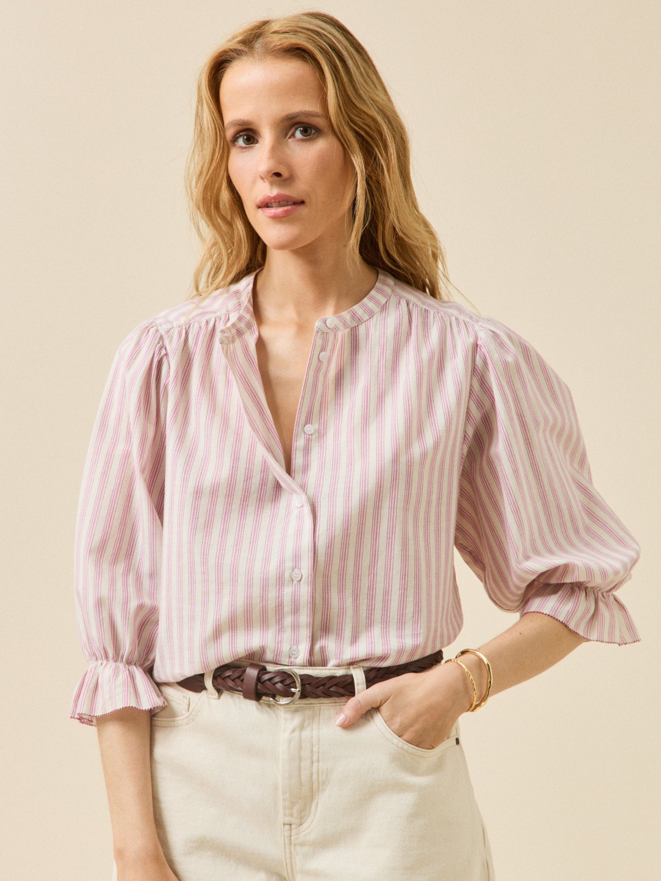 Blouse rayée boutonnée femme